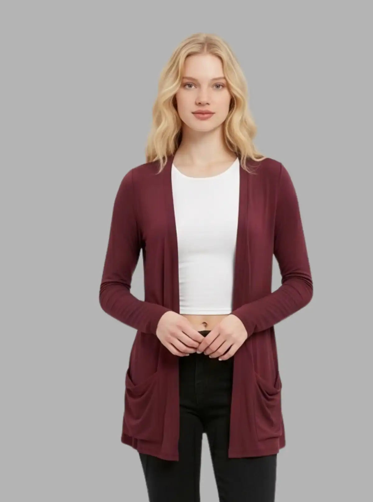 Women’s Burgundy Crushed Slub Shrug – Stylish & Comfortable | Boer & Fitch