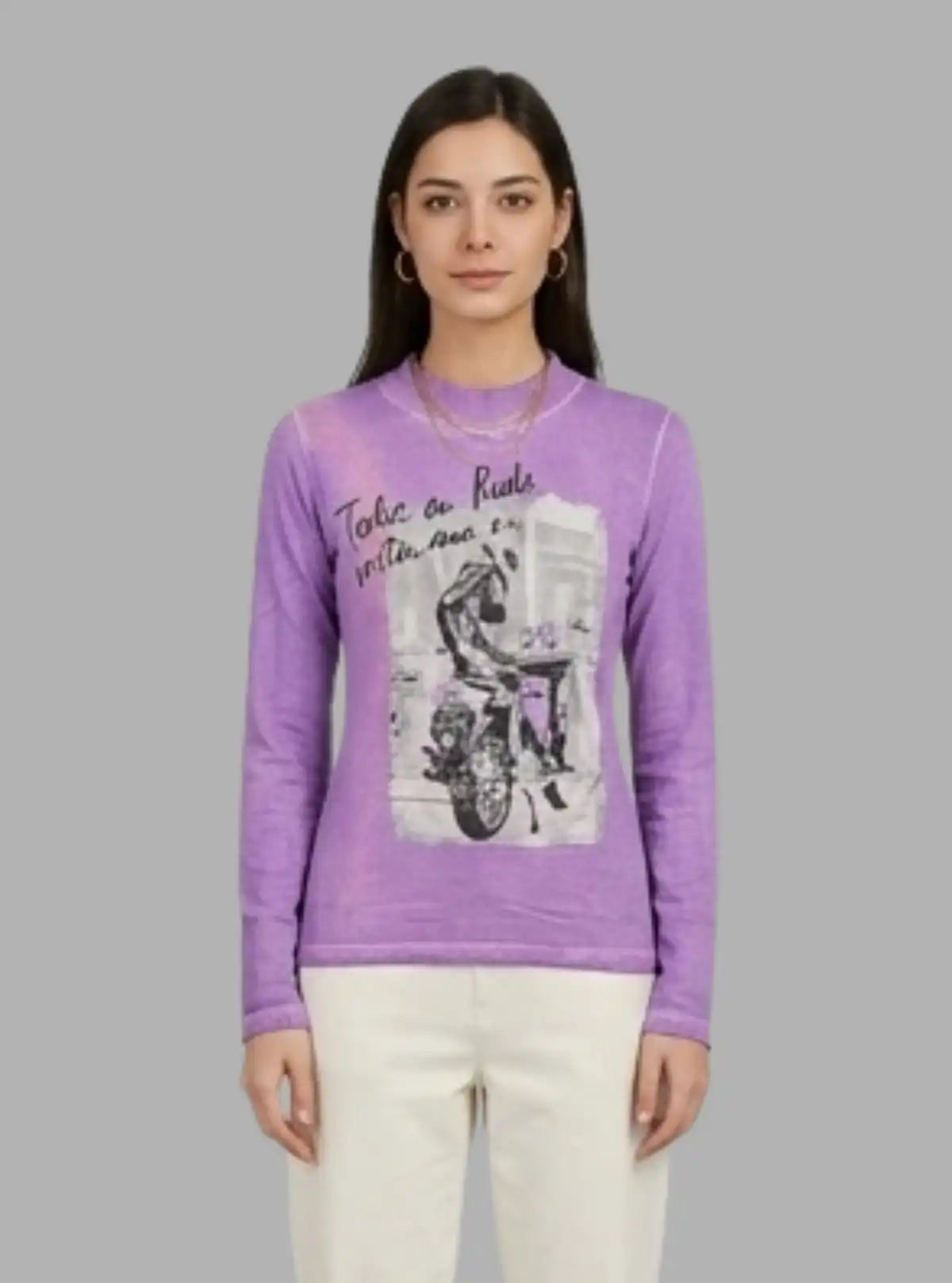 Women’s Pink Biker Printed Top – Trendy & Comfortable | Boer & Fitch