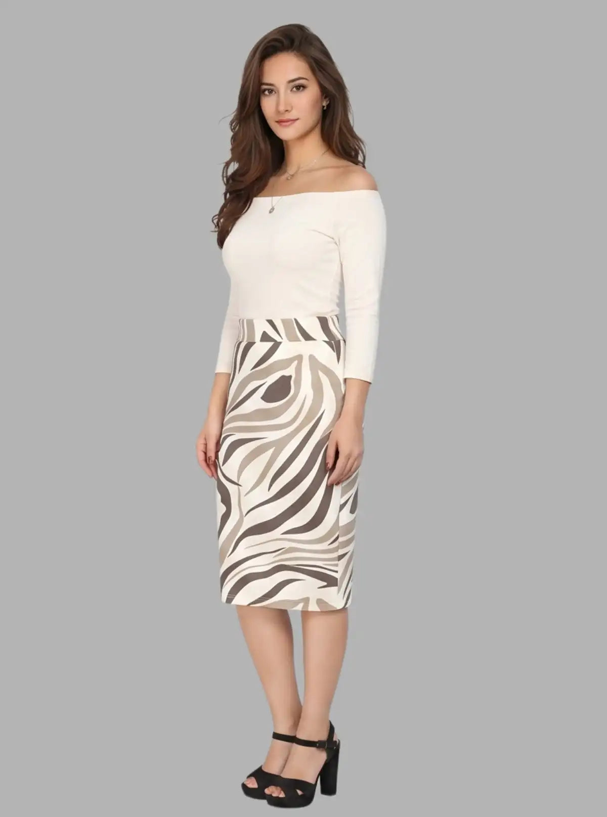 Women's Zebra Print Cotton Skirt – Bold Monochrome Fashion Statement