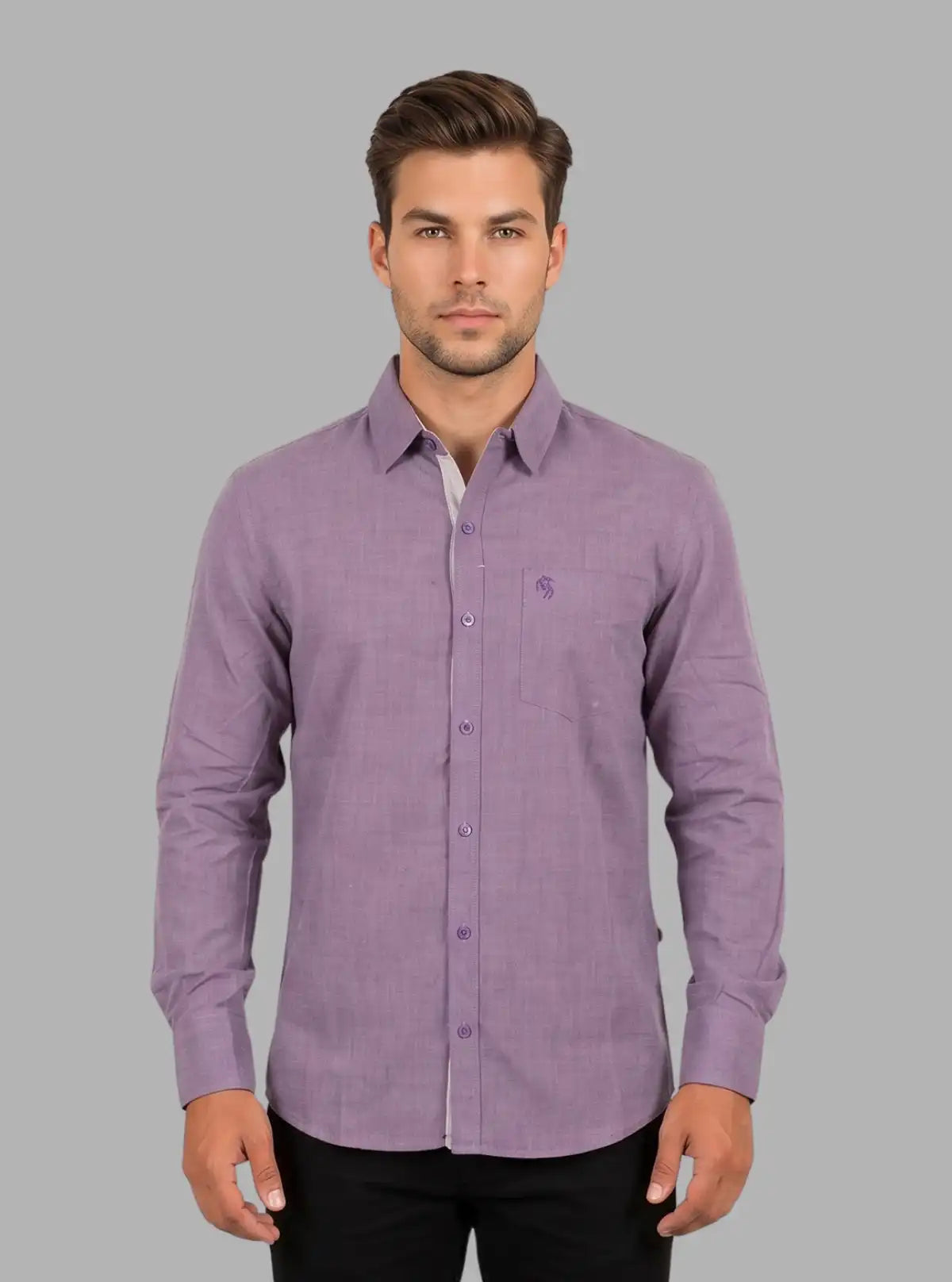 Slim Fit Eyebird Purple Long Sleeve Shirt for Men – Casual Cotton Shirt by Boer and Fitch