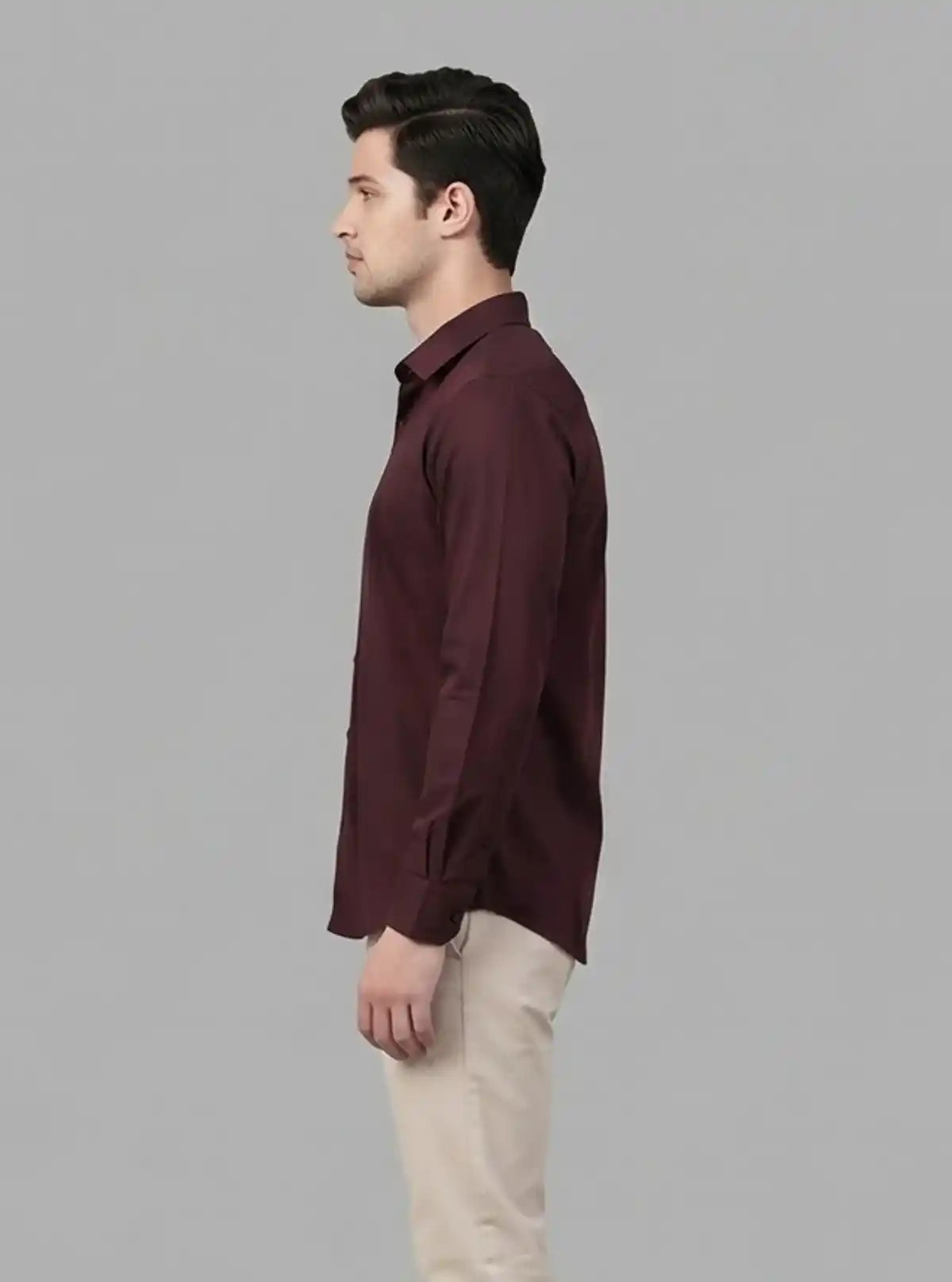 Men's Burgundy Long Sleeve Poly Shirt – Bold & Classy Look by Boer and Fitch