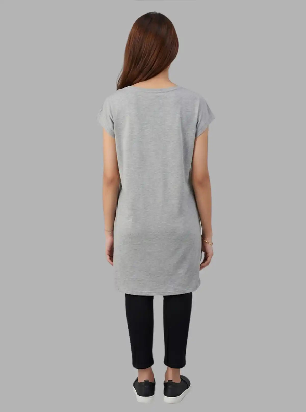 Women’s Grey Melange Cotton Jersey Cap Sleeve Sleepwear – Soft & Stylish Comfort