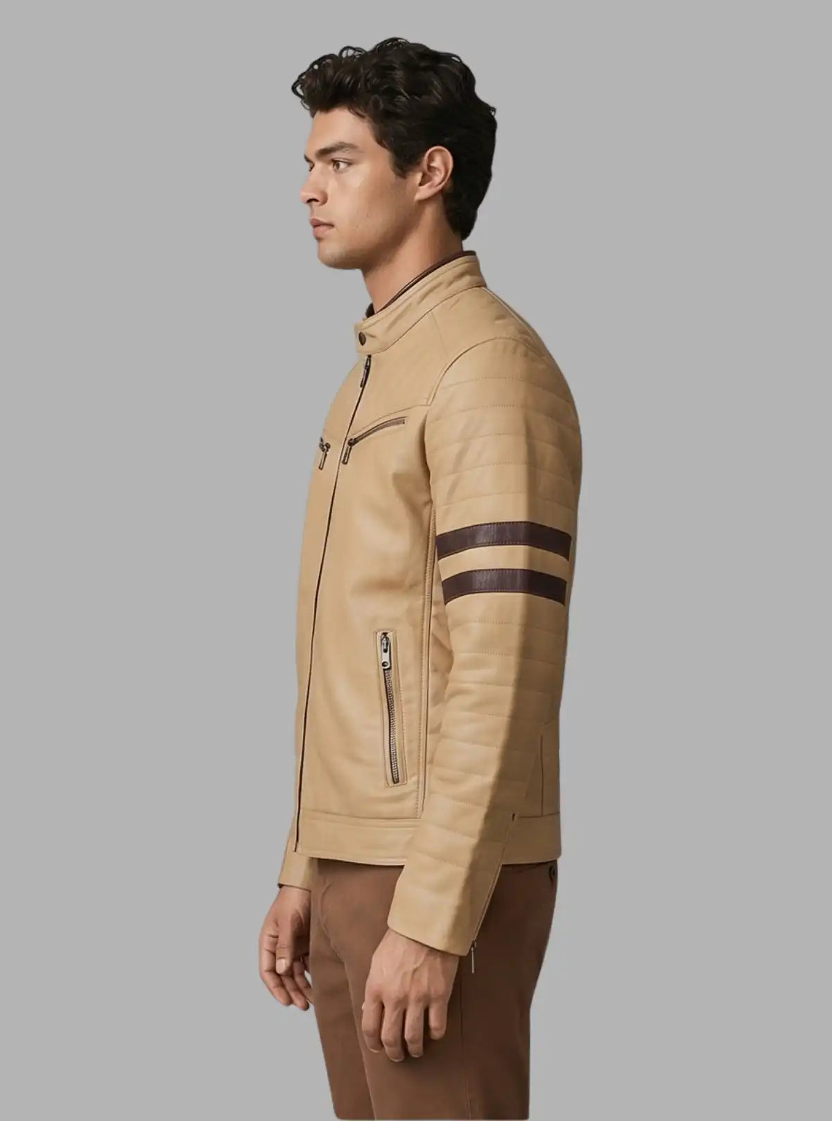 Light Brown Leather Jacket for Men – Classic Casual by Boer and Fitch