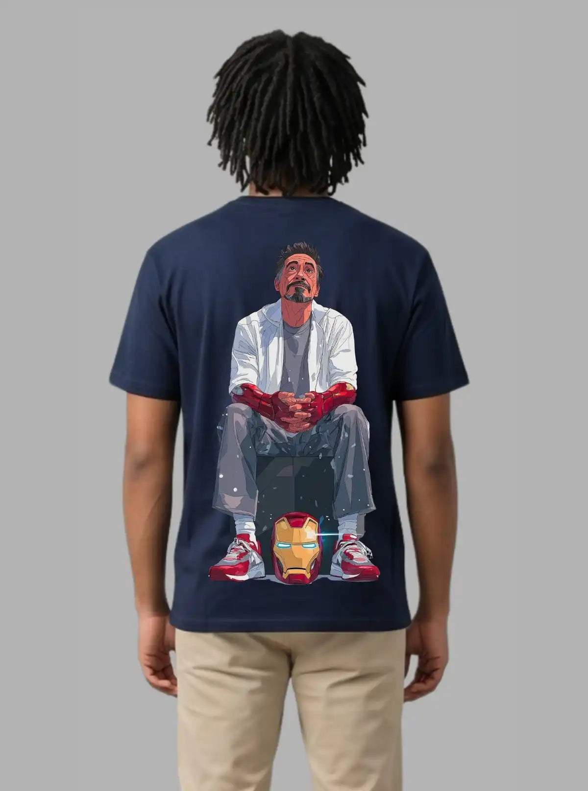 Boer and Fitch Men's Navy Iron Man Printed Cotton T-Shirt | Graphic Regular Fit Tee