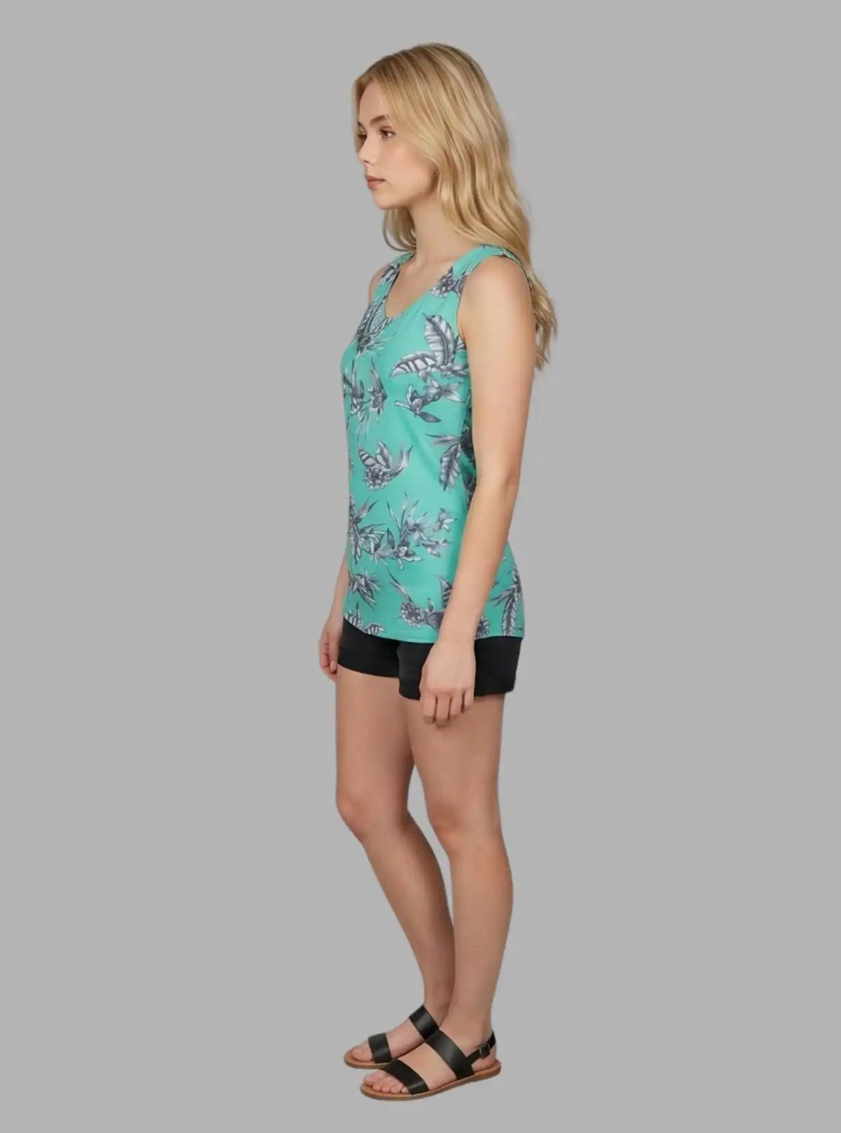Women’s Green Abstract Print Sleeveless Top – Stylish Casual by Boer and Fitch