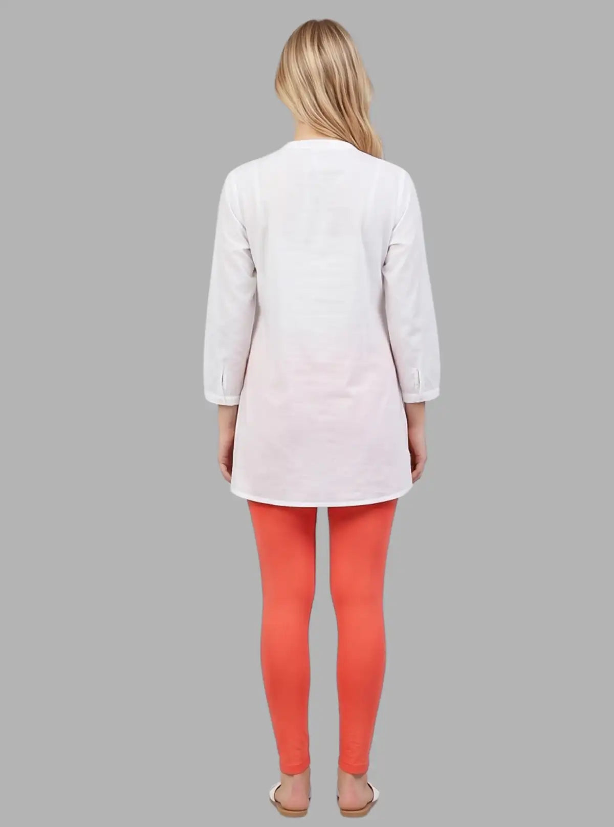 Women's Orange Ankle Legging – Soft Cotton Elastane Jersey by Boer & Fitch