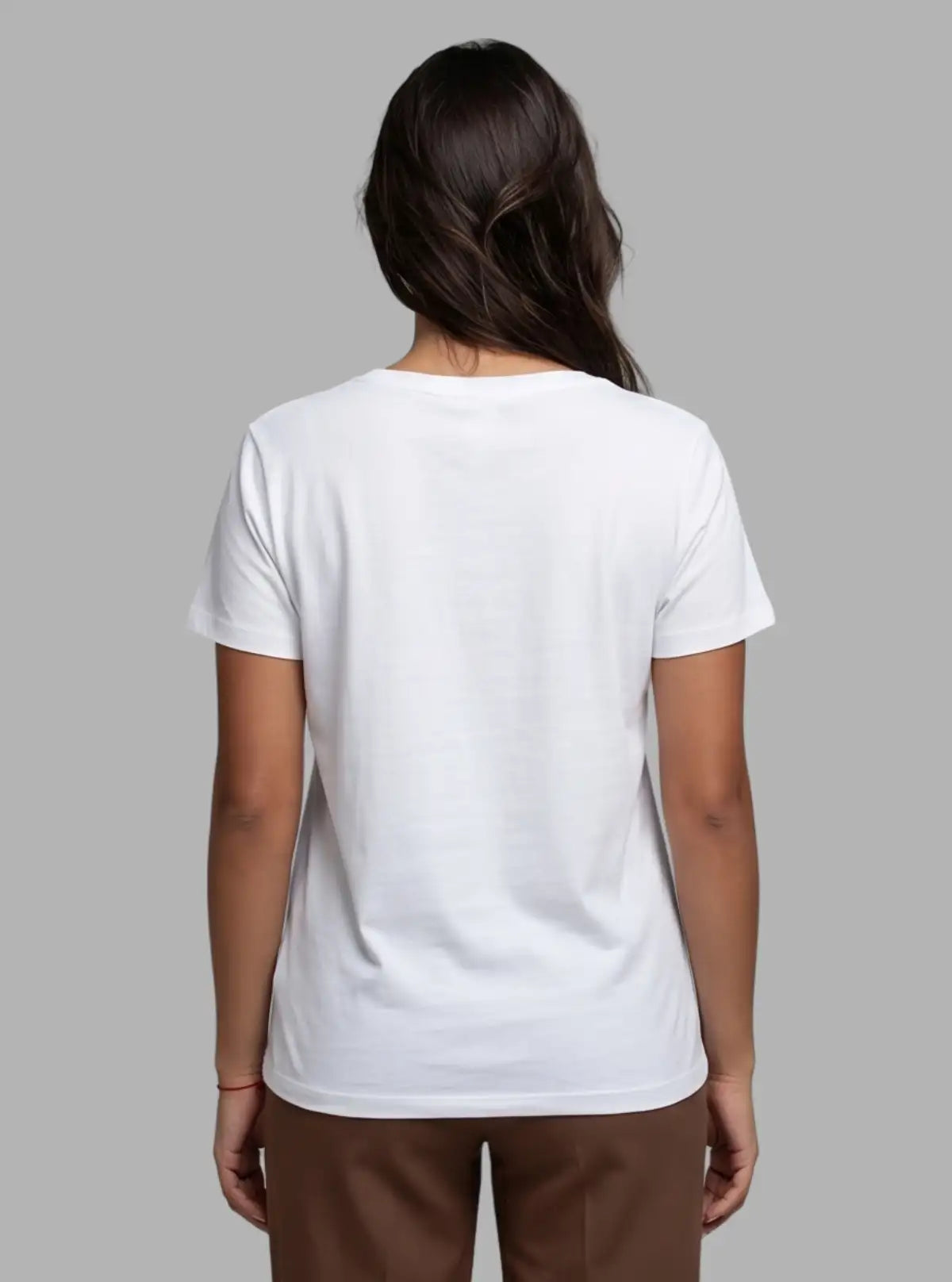 Women's White Crew Neck Printed Cotton Jersey Short Sleeve T-Shirt by Boer and Fitch