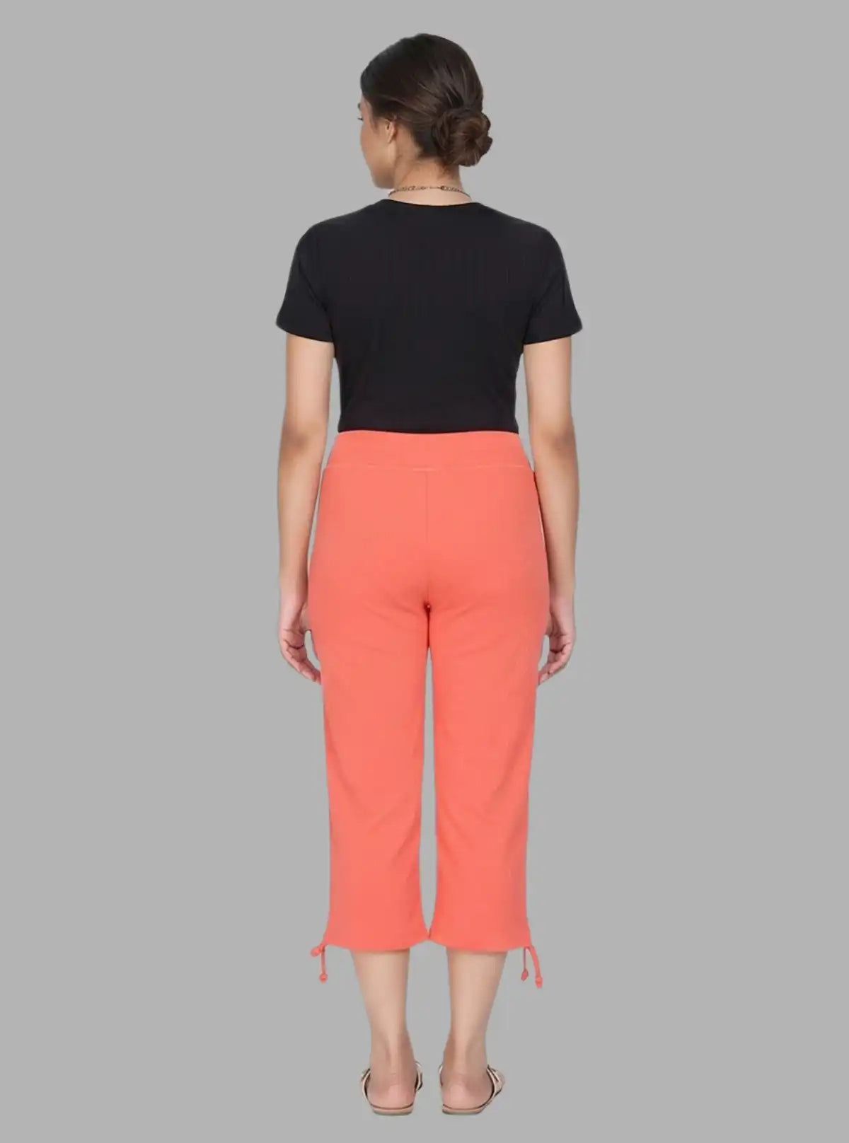 Women’s Orange Relaxed Fit Cotton Jersey Capri – Soft, Stylish & Breezy