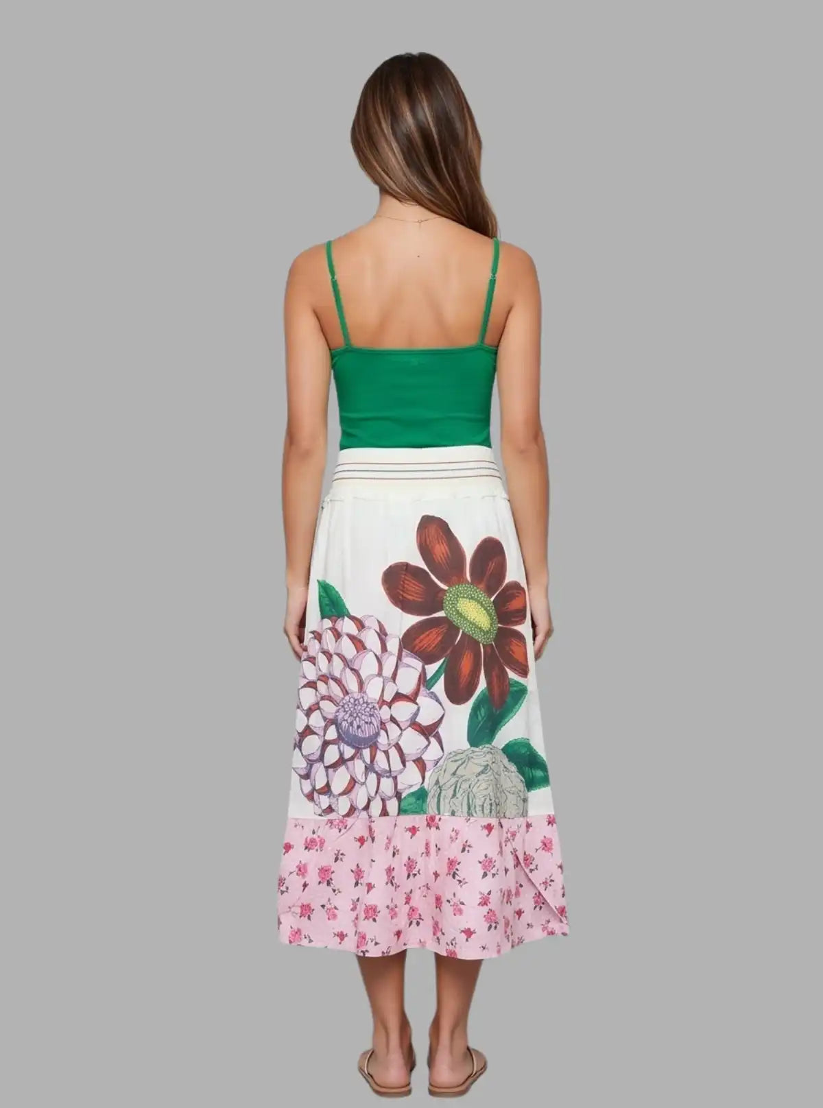 Women’s Ecru Floral Print Skirt – Elegant & Stylish | Boer & Fitch