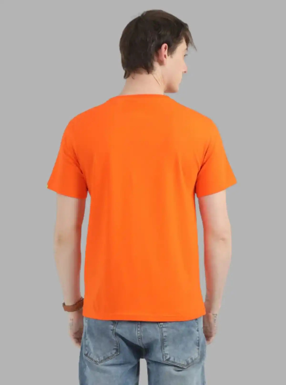 Men's Orange Basic Crew Neck T-Shirt – Vibrant Style, Everyday Comfort