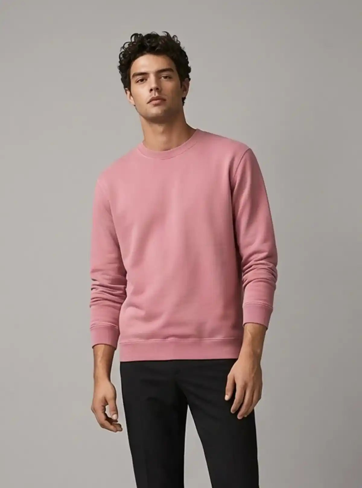 Men’s Pink Garment Dyed Sweatshirt – Soft, Washed & Style-Forward