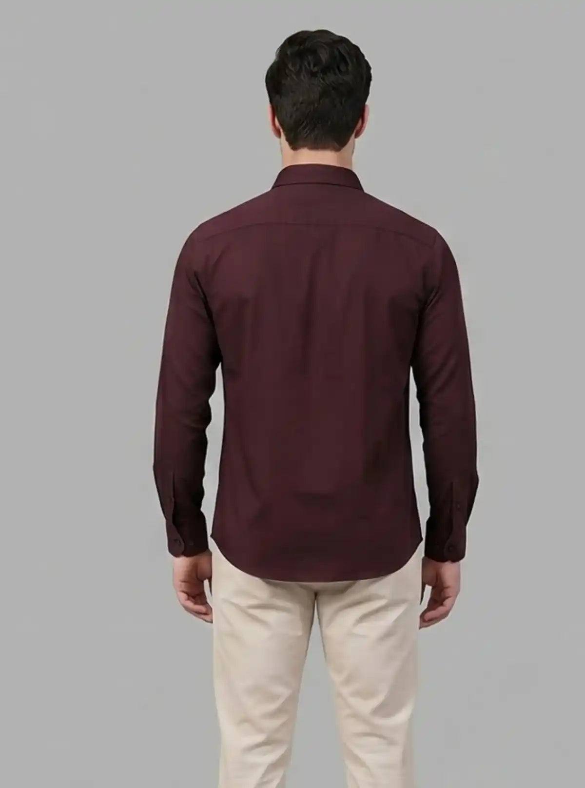 Men's Burgundy Long Sleeve Poly Shirt – Bold & Classy Look by Boer and Fitch