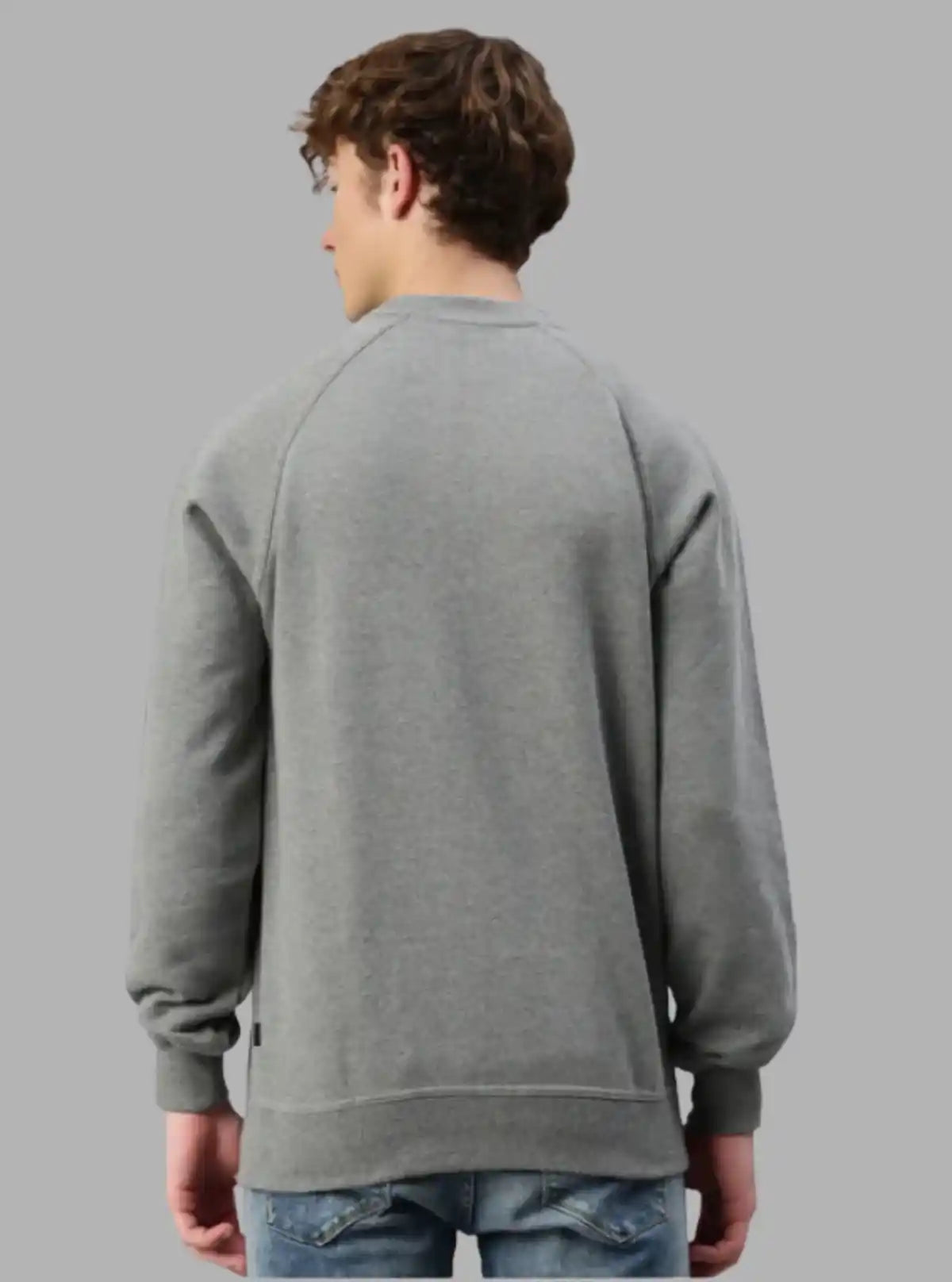 Men’s Grey Melange Fleece Sweatshirt – Timeless Warmth & Soft Comfort
