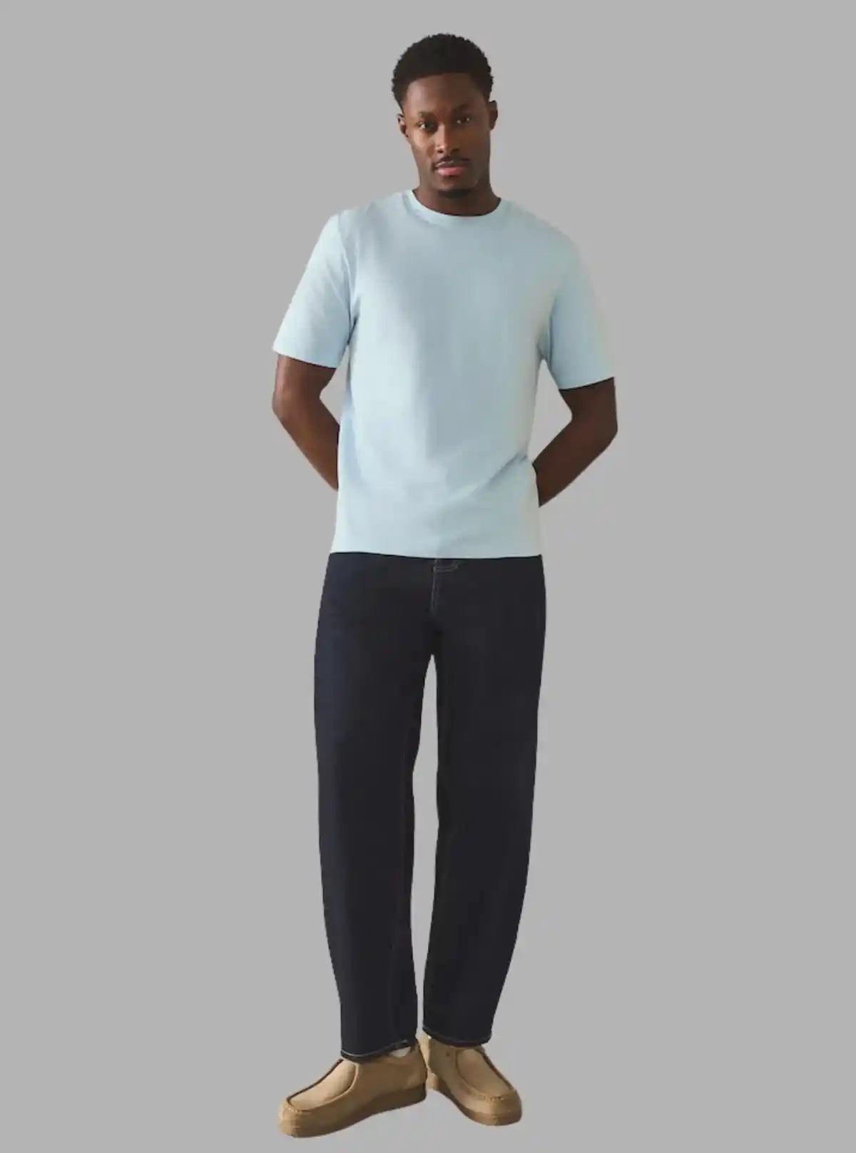 Men's Sea Blue Basic Crew Neck T-Shirt – Cool Comfort with Everyday Style