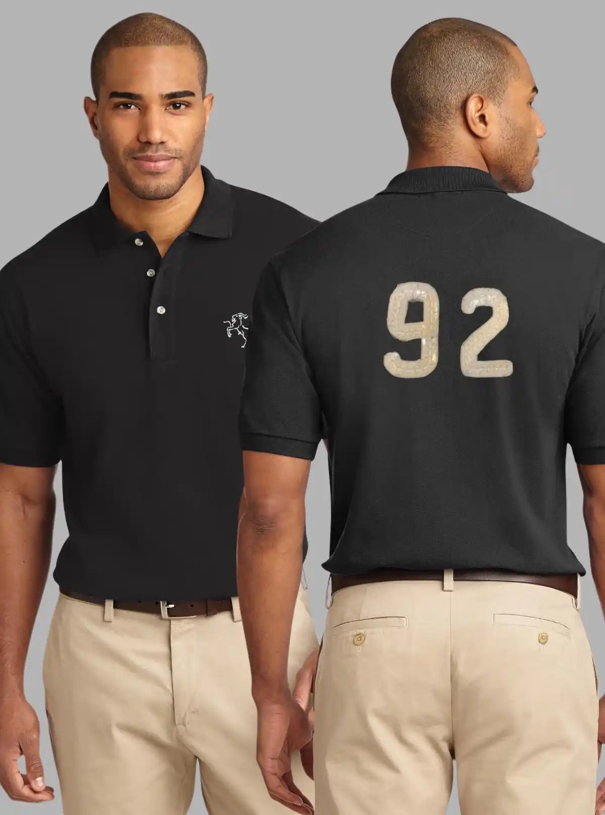 Black 92 Print Polo T-Shirt for Men – Casual Graphic Polo by Boer and Fitch