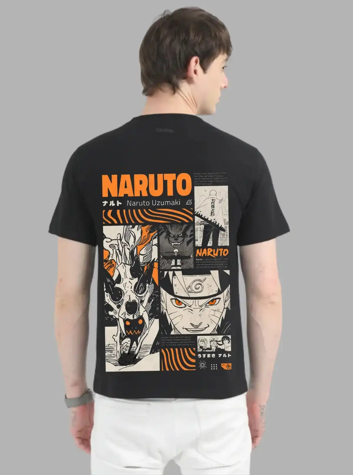 Men’s Solid Black Printed T-Shirt – Timeless Style with Graphic Edge
