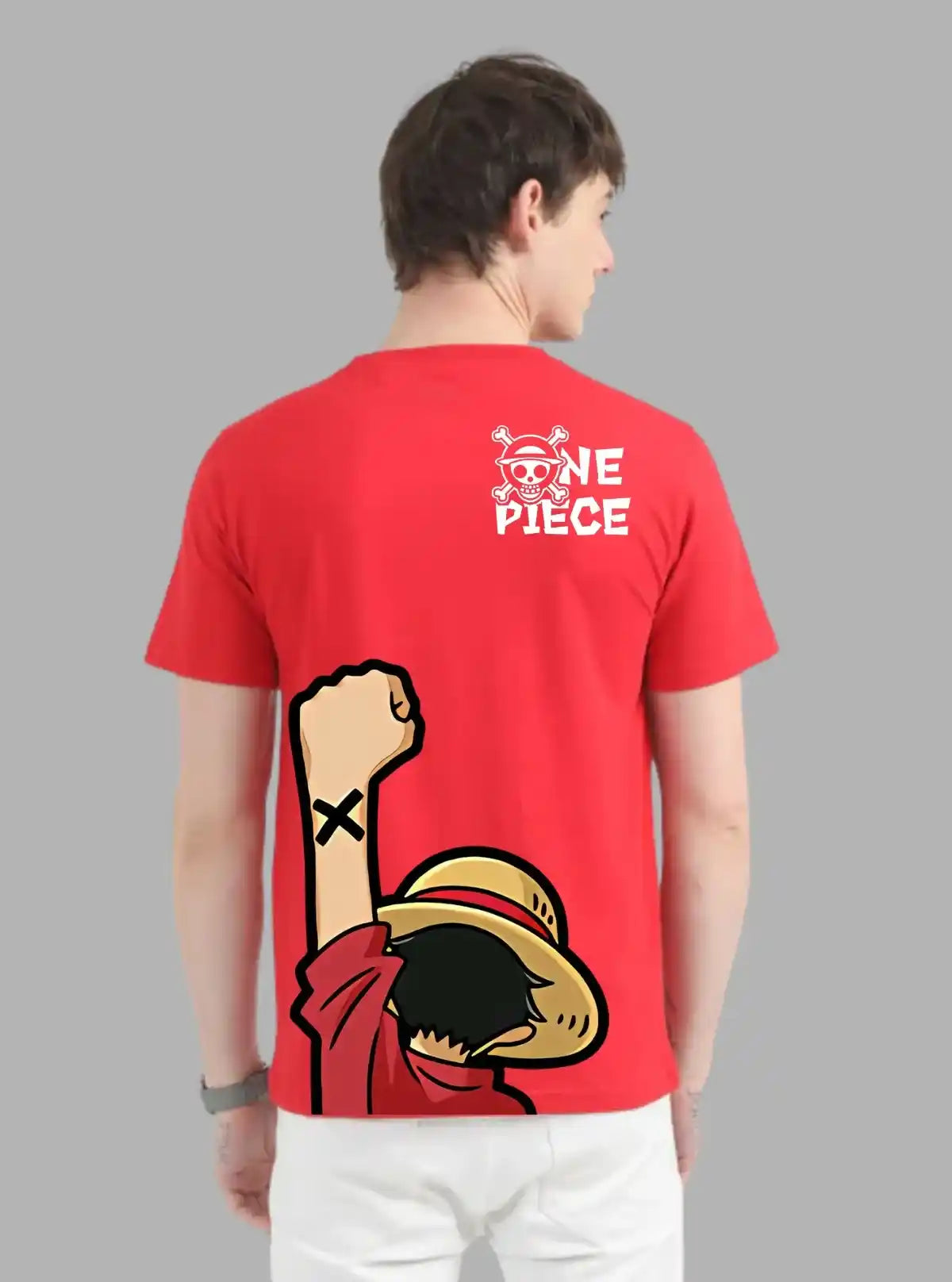 Men’s Red Luffy Printed T-Shirt – Bold Graphic Tee for Everyday Power