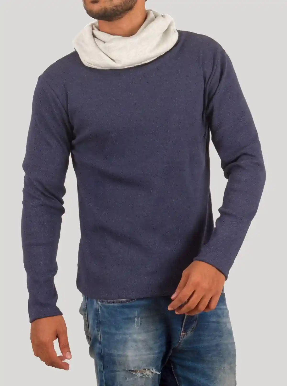 Blue Melange Roll Neck Hoody for Men – Boer and Fitch | Buy Online at  Boer and Fitch