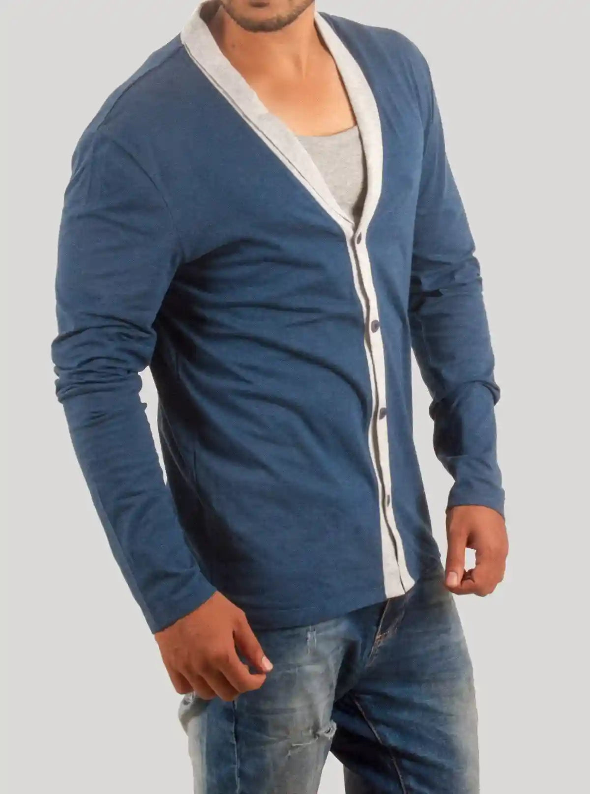 Blue Shawl Collar Cardigan with Inner Vest – Boer and Fitch | Buy Online at  Boer and Fitch