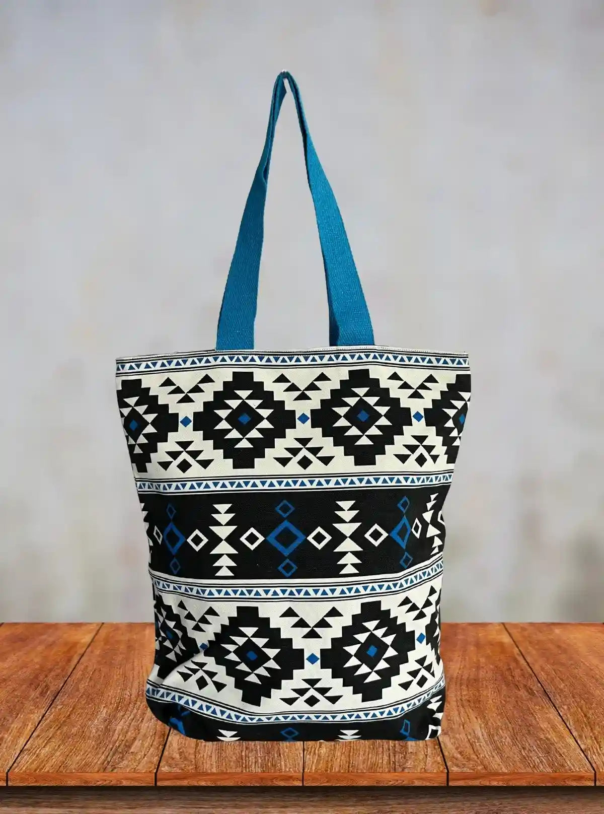 Blue Symmetrical Canvas Bag – Stylish Geometry-Inspired Everyday Tote | Buy Online at  Boer and Fitch