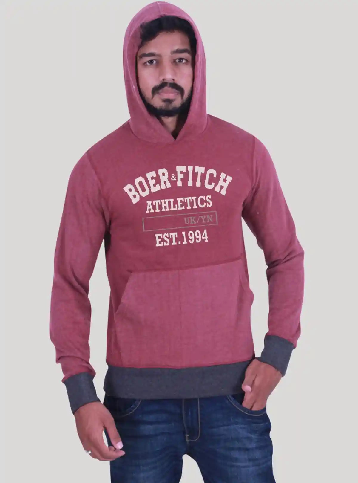 Burgundy Hooded Sweatshirt for Men – Casual Comfort by Boer and Fitch | Buy Online at  Boer and Fitch