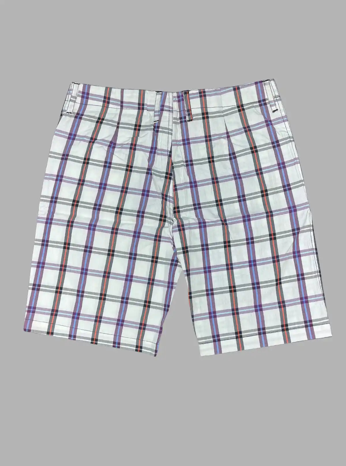 Men’s White Checked Cotton Shorts – Casual Comfort by Boer and Fitch