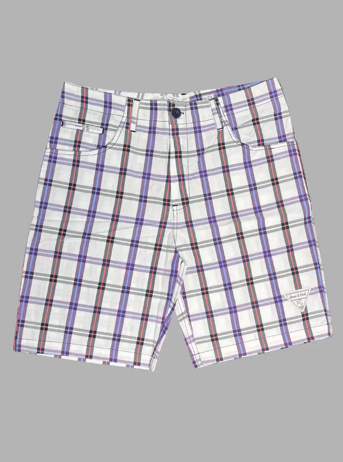 Men’s White Checked Cotton Shorts – Casual Comfort by Boer and Fitch
