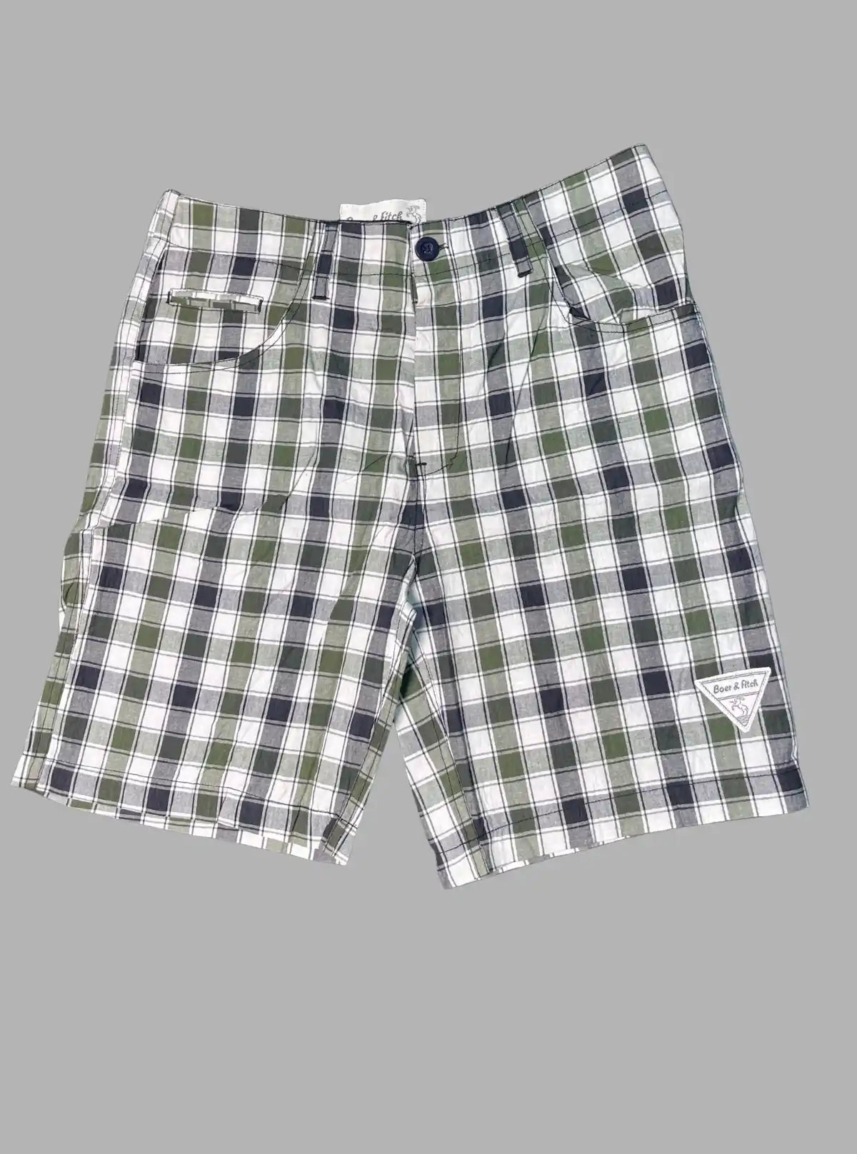 Men’s Green Checked Cotton Shorts – Trendy Casual Wear by Boer and Fitch