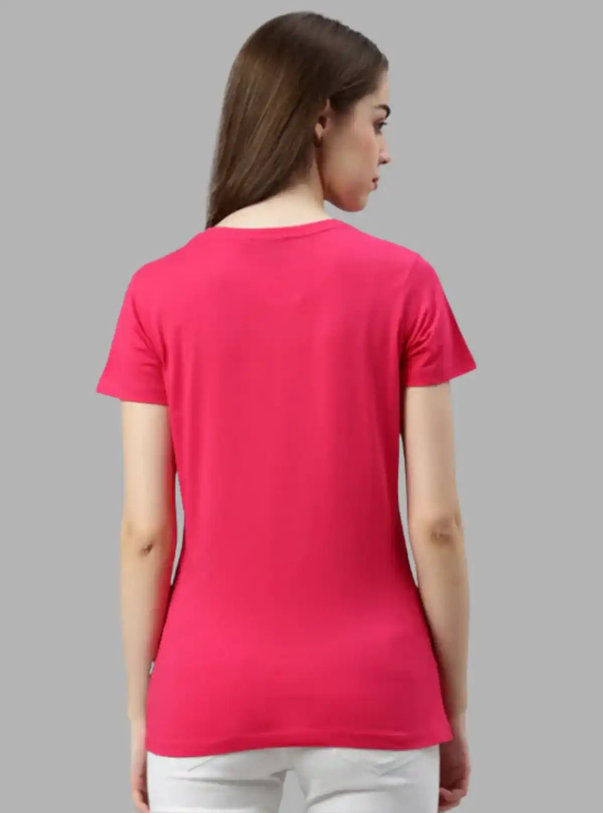 Women's Coral Solid Crew Neck Cotton Slub Jersey Short Sleeve T-Shirt by Boer and Fitch