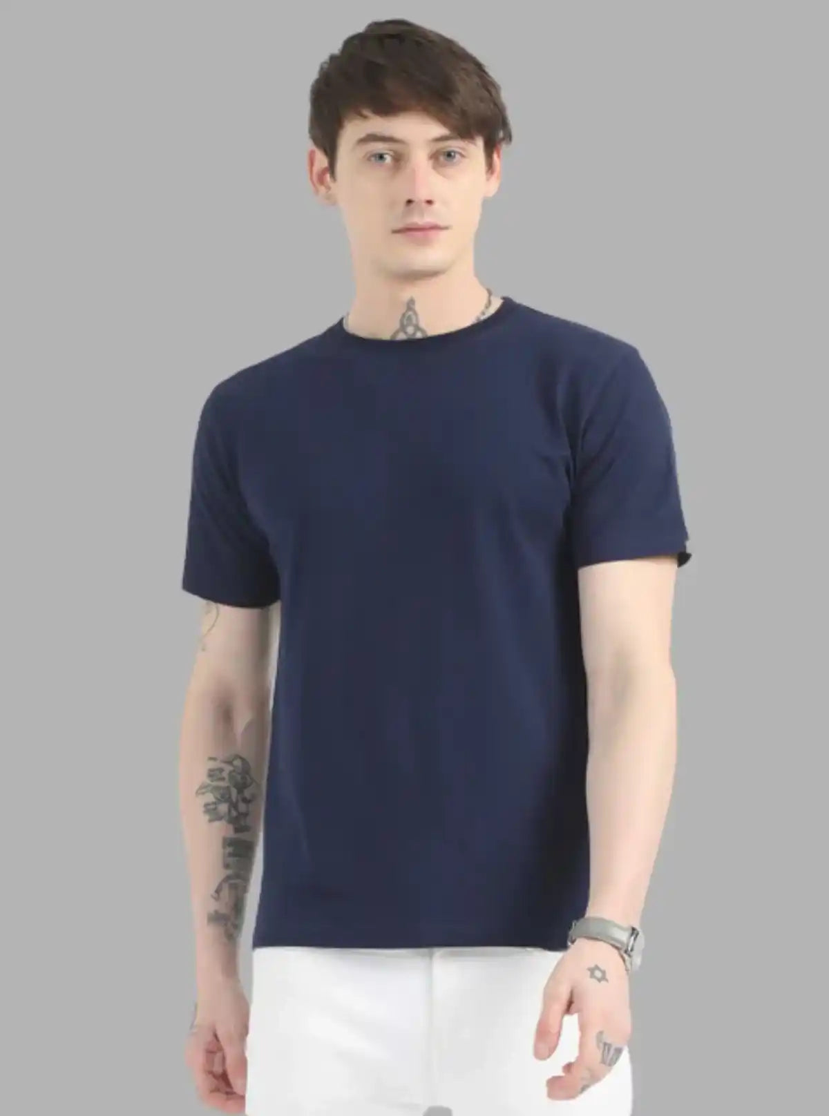 Men’s Navy Printed T-Shirt – Rugged Graphic Tee for Casual Style