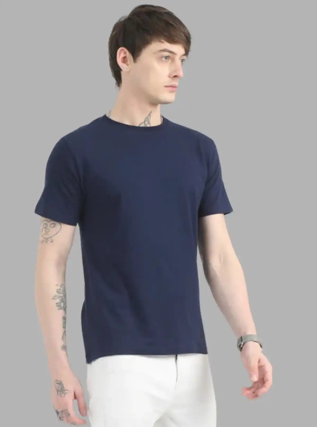 Men’s Navy Printed T-Shirt – Rugged Graphic Tee for Casual Style