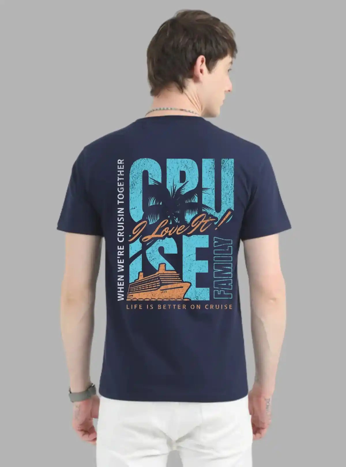 Men’s Navy Printed T-Shirt – Rugged Graphic Tee for Casual Style