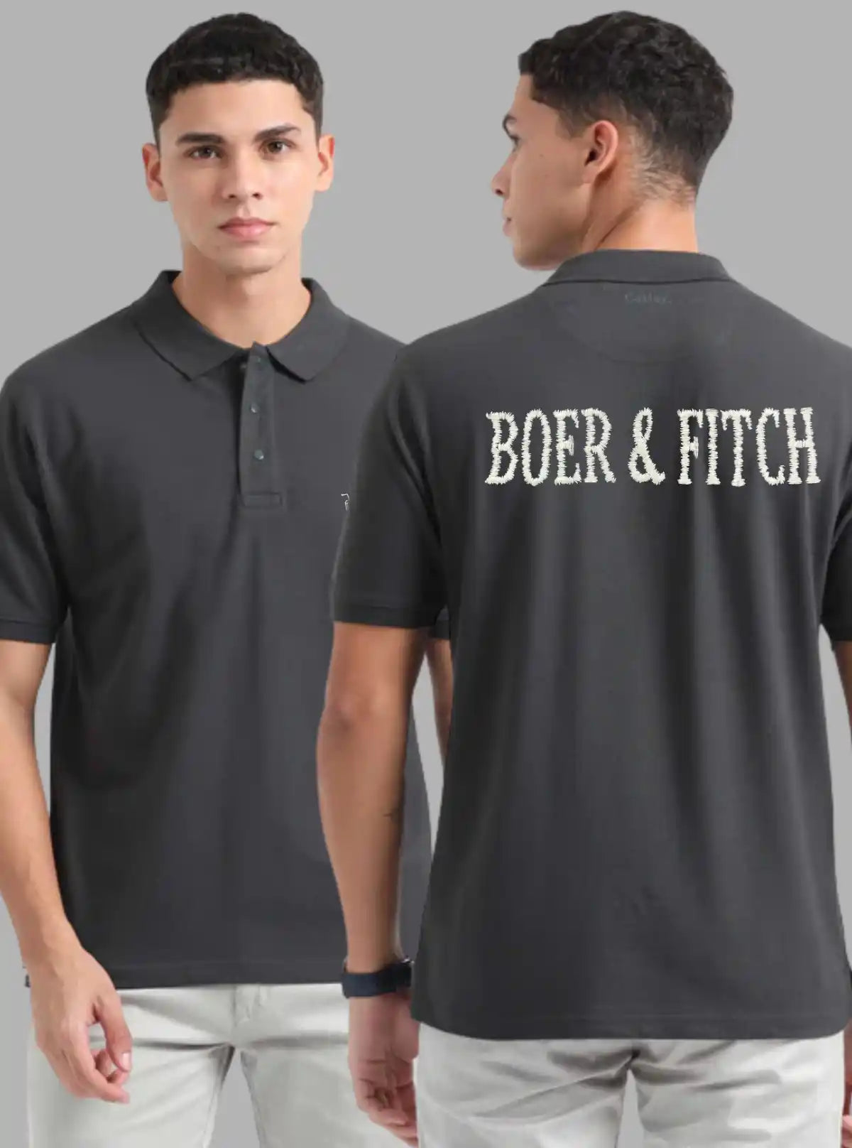 Charcoal Melange Embroidery Polo T-Shirt for Men – Classic Style by Boer and Fitch