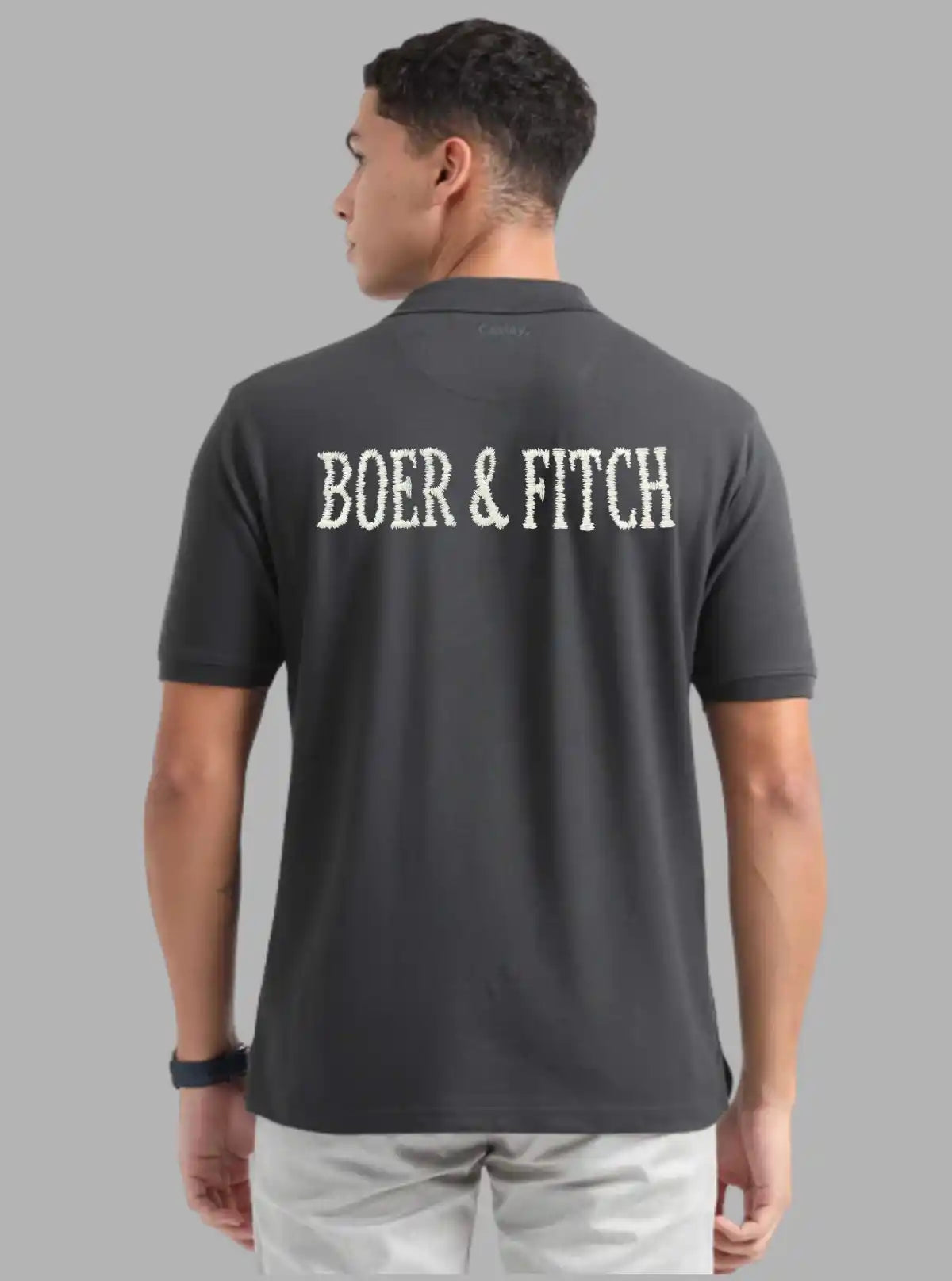 Charcoal Melange Embroidery Polo T-Shirt for Men – Classic Style by Boer and Fitch