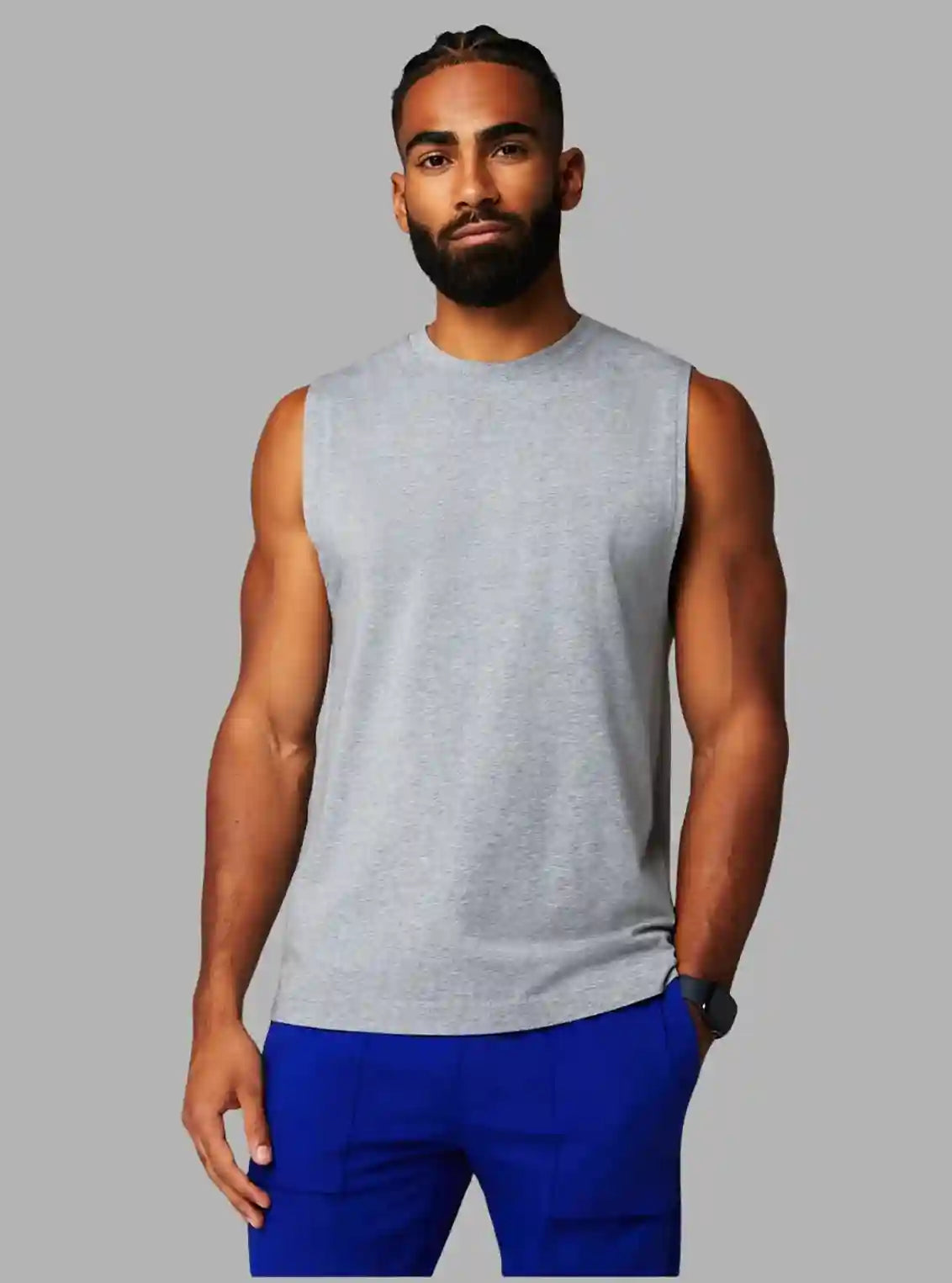 Men’s Muscle Tank Top 180 GSM Grey Melange | Boer and Fitch