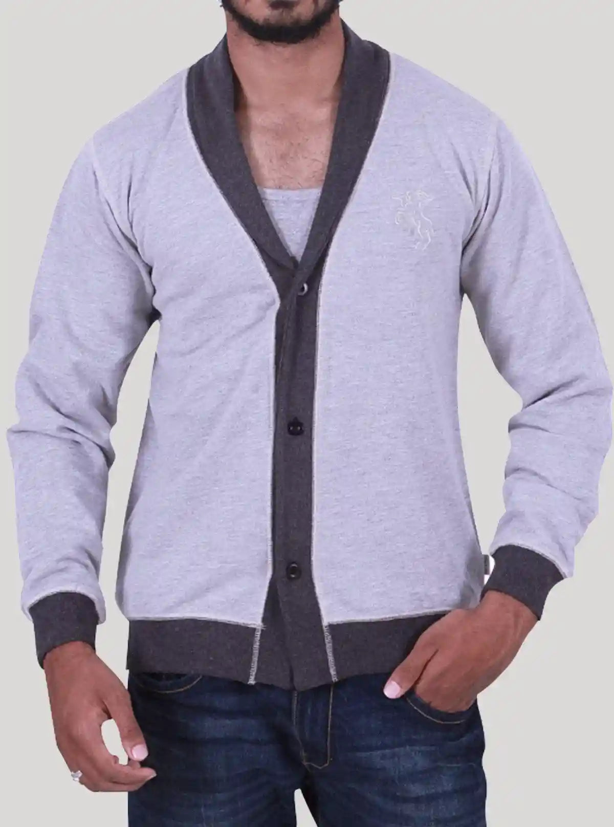Grey Contrast Shawl Cardigan Set – Boer and Fitch | Buy Online at  Boer and Fitch