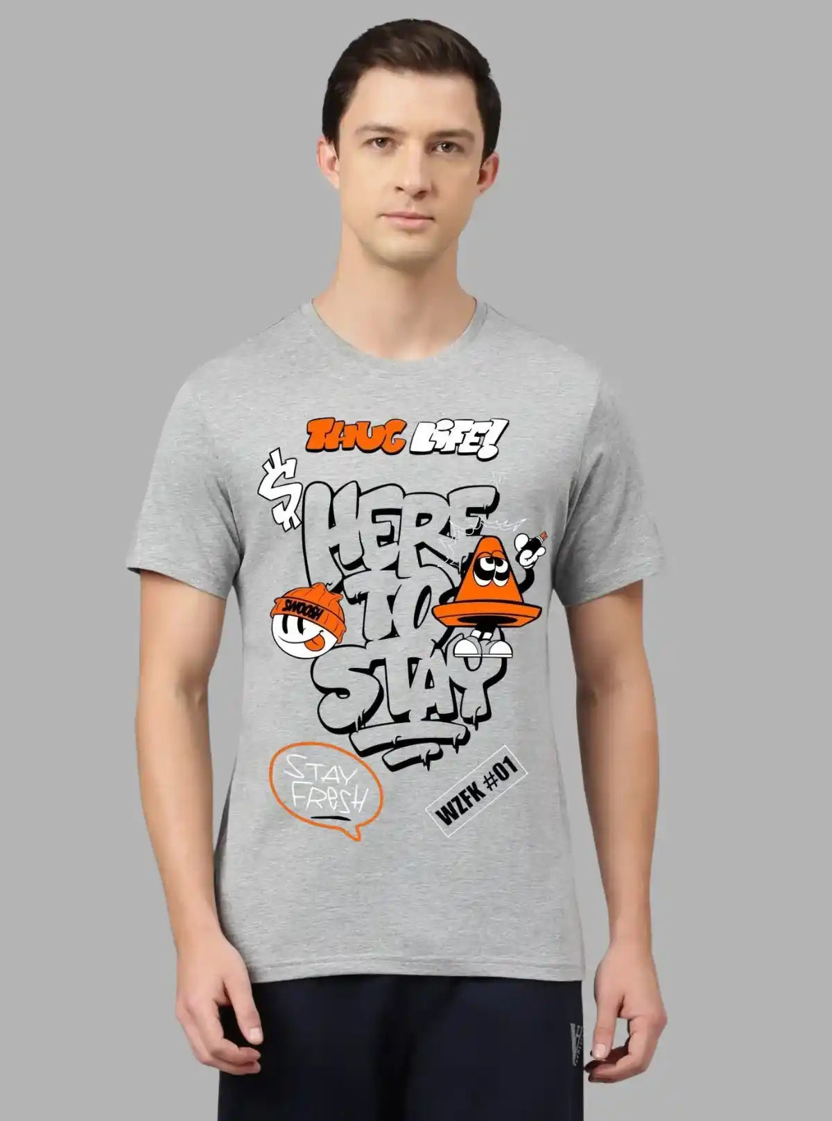 Men’s Dark Melange Printed T-Shirt – Modern Comfort & Graphic Style