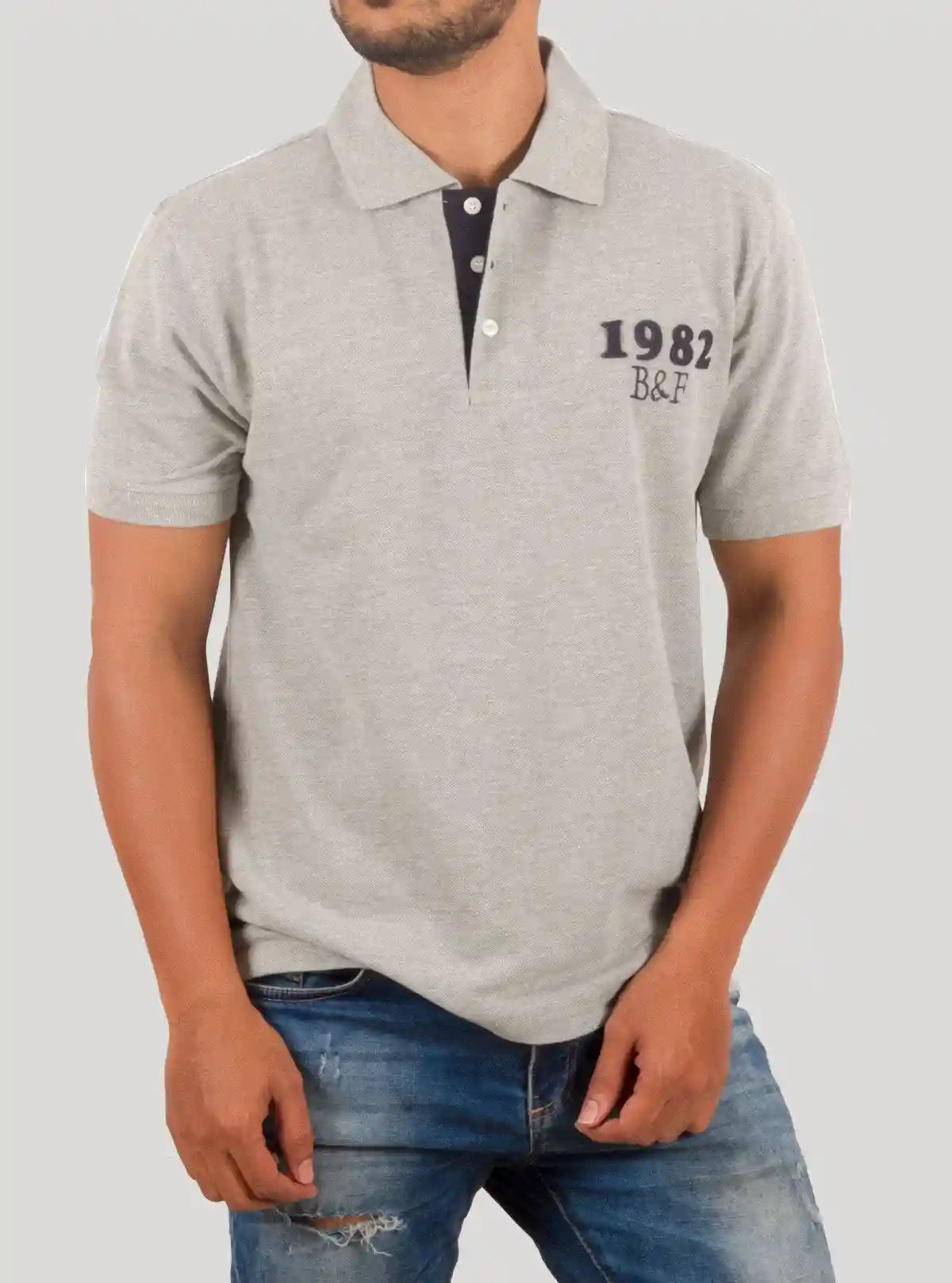 Grey Melange Chest Embroidery Polo T-Shirt for Men – Boer and Fitch | Buy Online at  Boer and Fitch