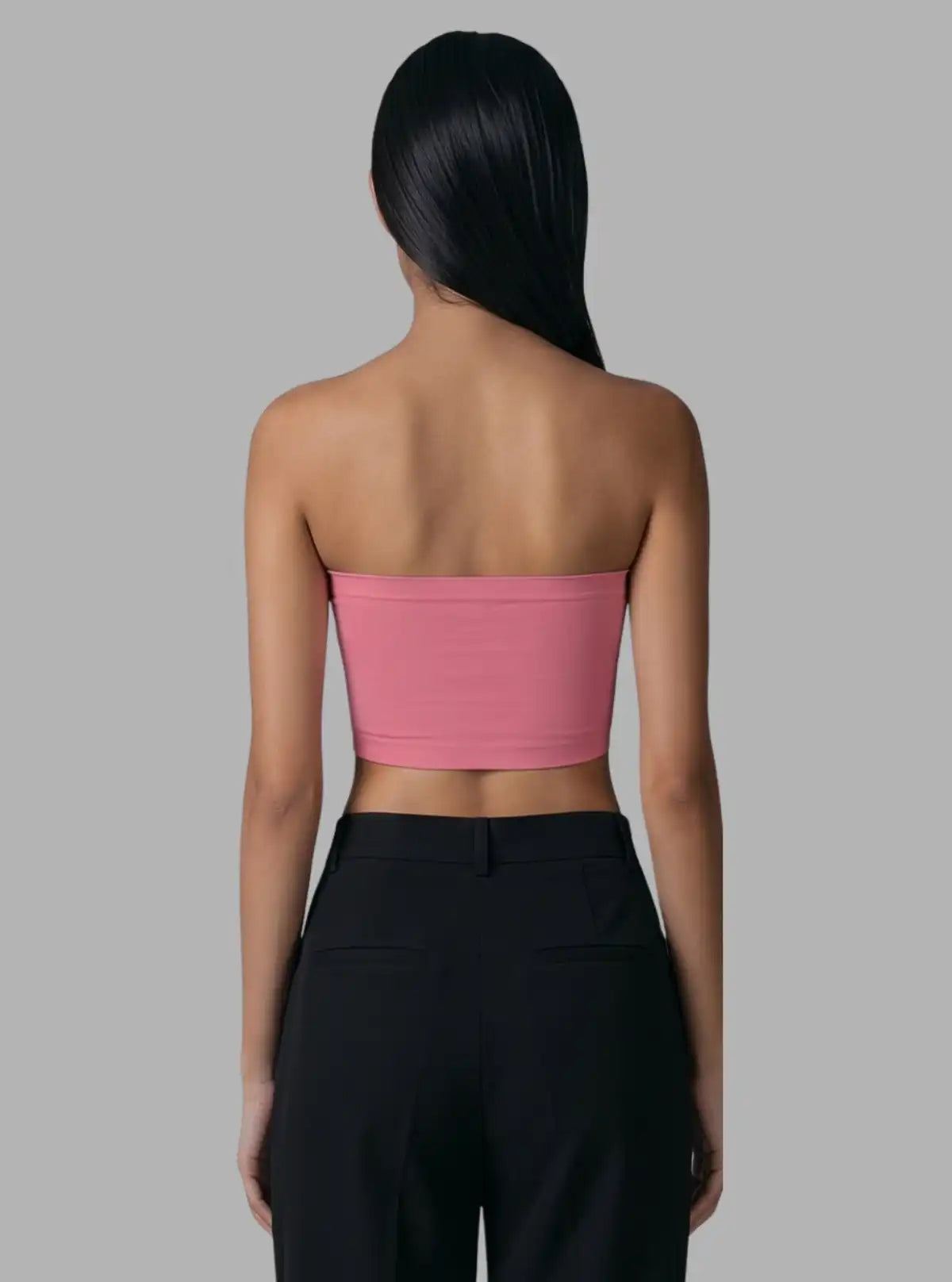 Women’s Pink Tube Bra in Cotton Elastane – Seamless, Soft & Stretchable