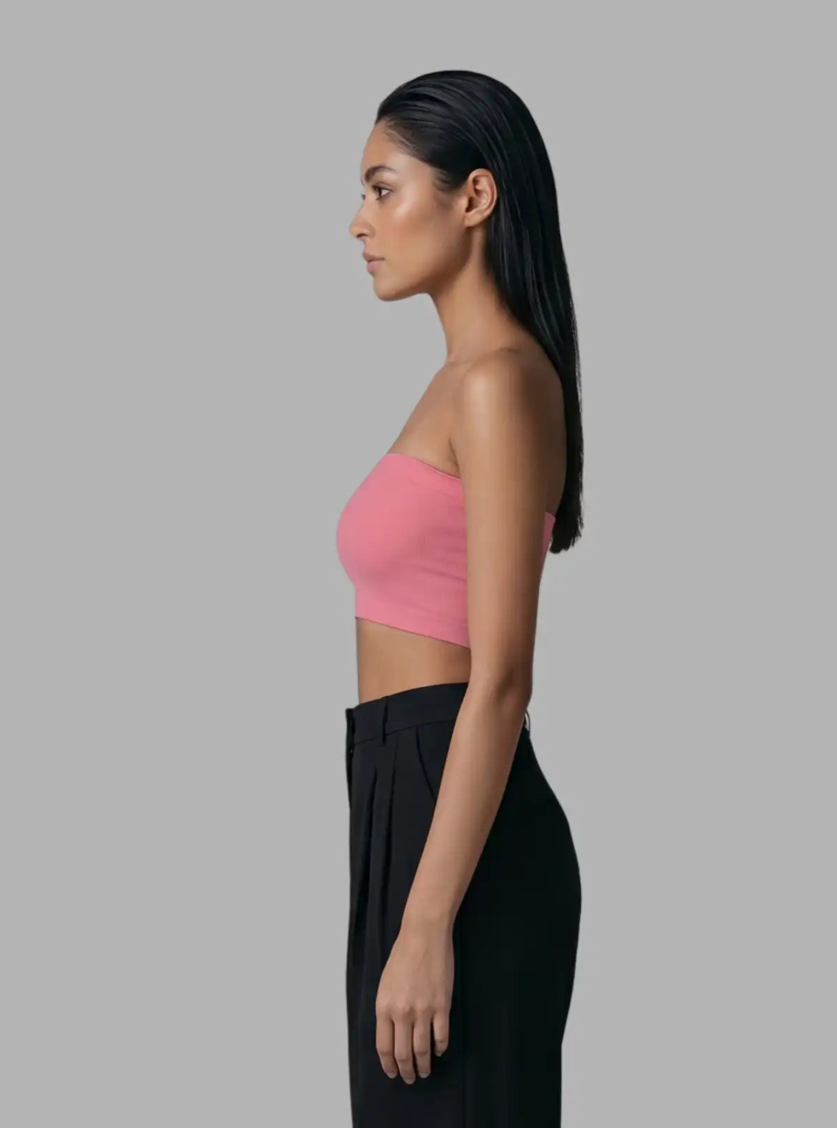 Women’s Pink Tube Bra in Cotton Elastane – Seamless, Soft & Stretchable