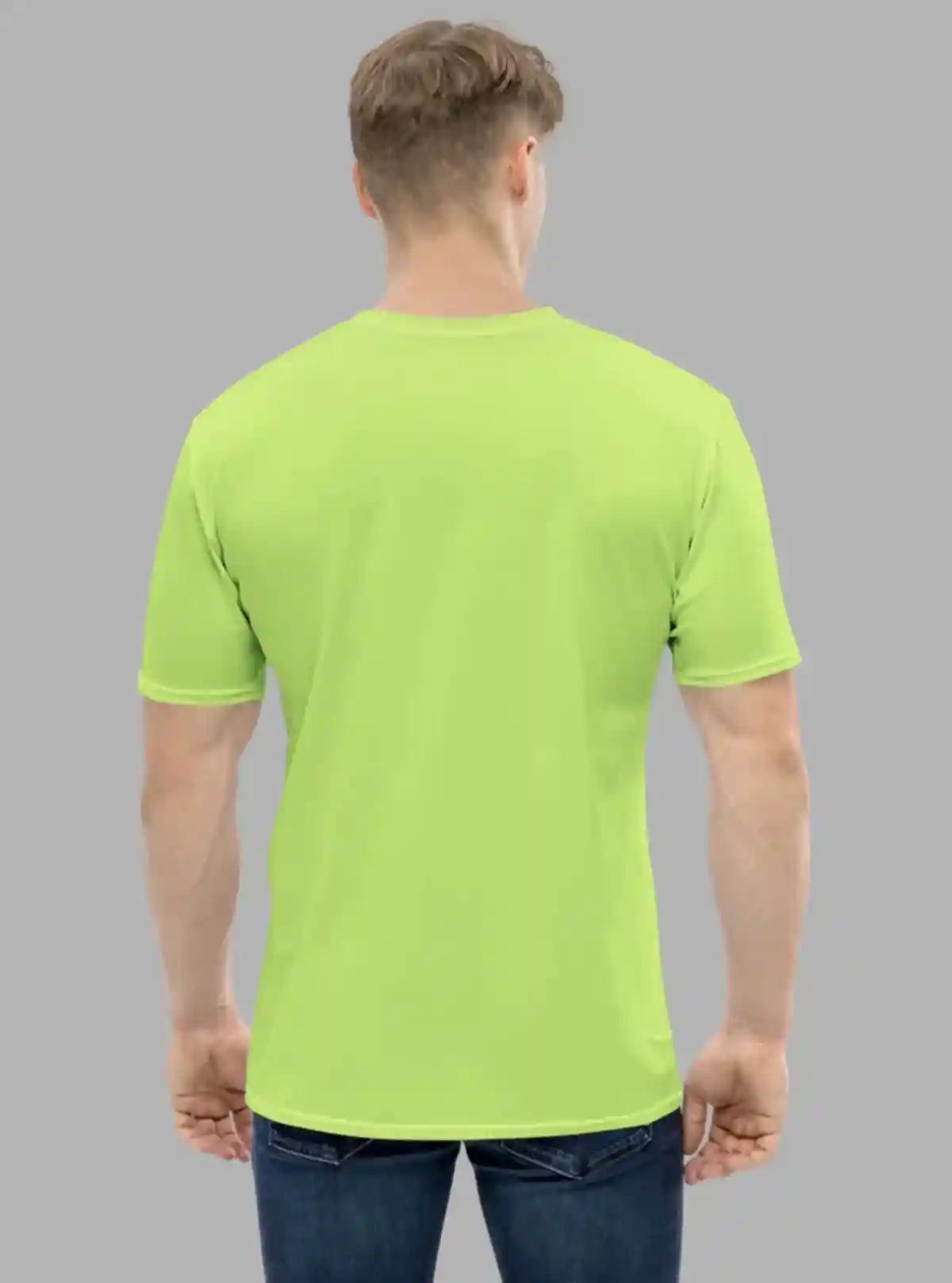 Men’s Lime Green Printed Crew Neck T-Shirt – Vibrant Streetwear Style