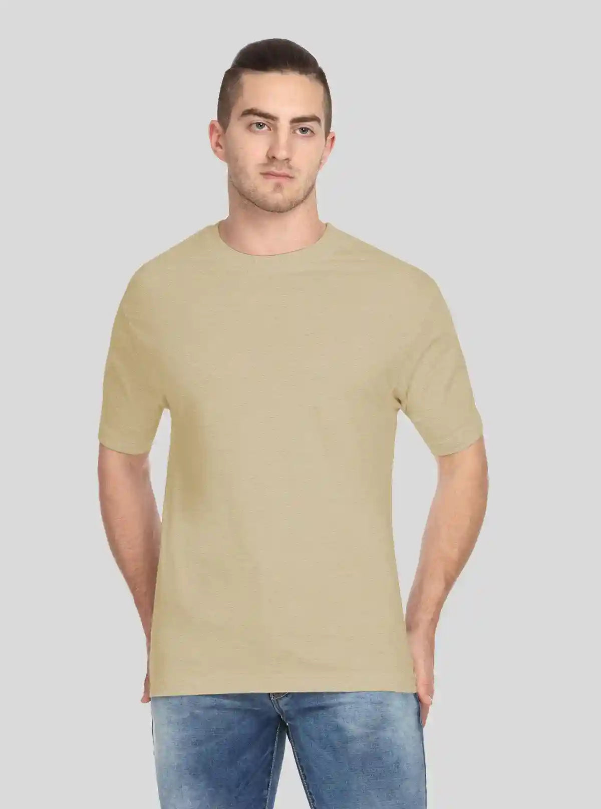 Men’s Beige Round Neck T-Shirt – Comfortable & Stylish | Boer & Fitch | Buy Online at  Boer and Fitch