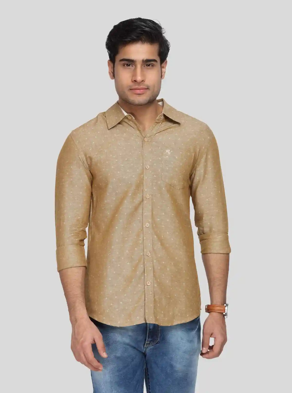 Men’s Beige Textured Printed Slim Fit Shirt – Refined Style by Boer & Fitch | Buy Online at  Boer and Fitch