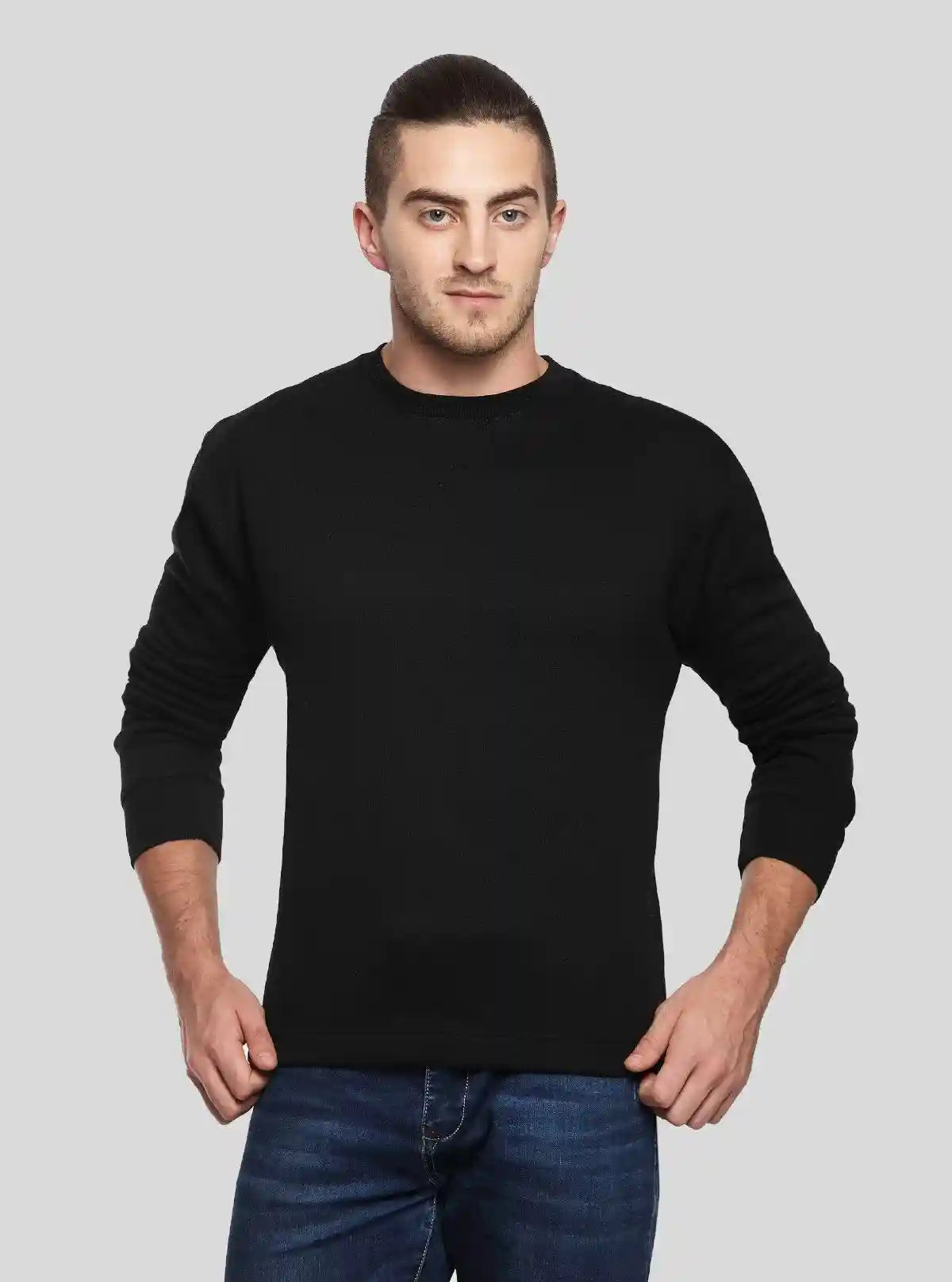 Men’s Black V-Cut Fleece Sweatshirt – Sleek, Warm & Effortlessly Stylish | Buy Online at  Boer and Fitch