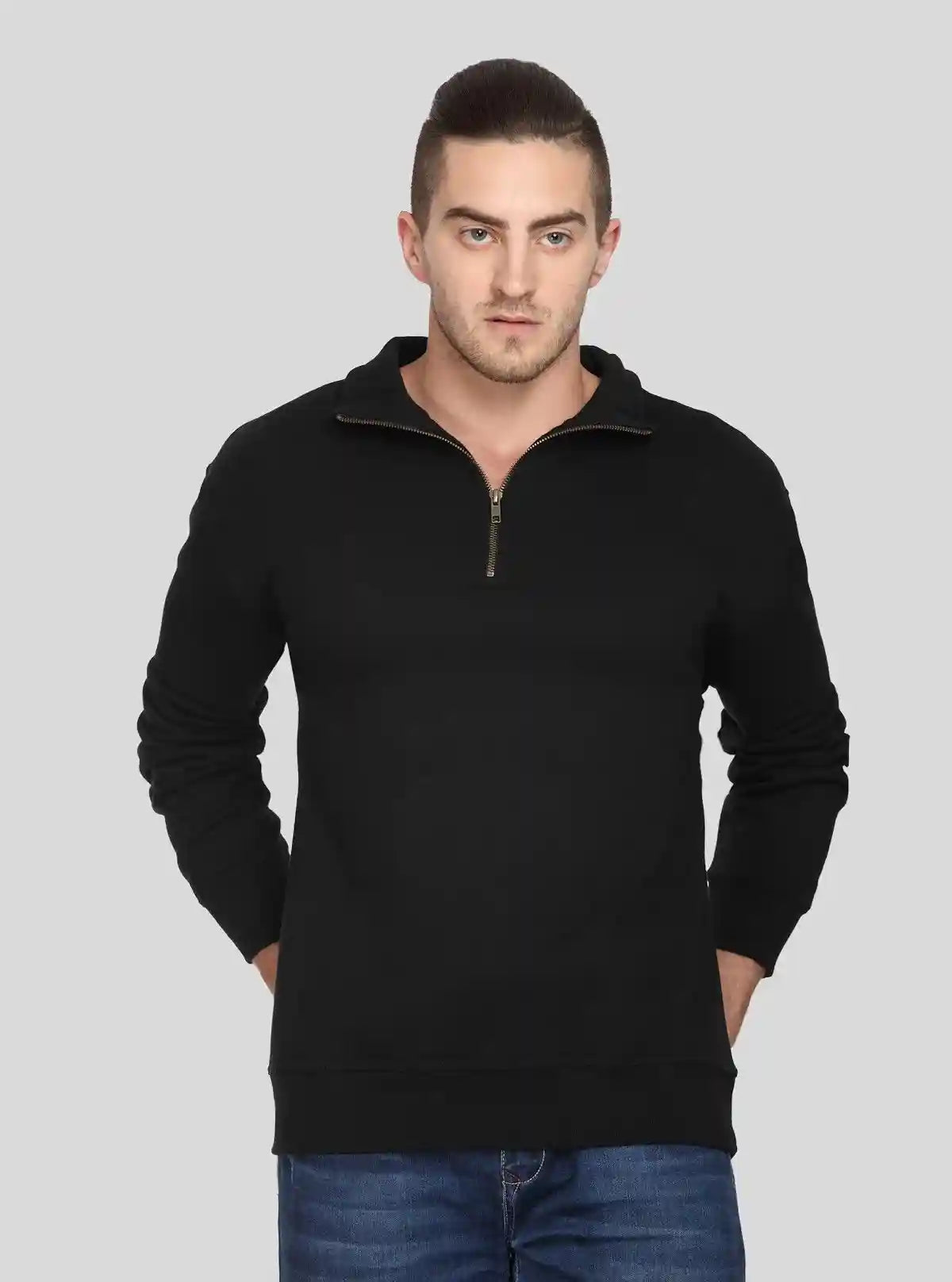 Men’s Black Zipper Collar Cardigan – Sleek, Smart & Versatile | Buy Online at  Boer and Fitch