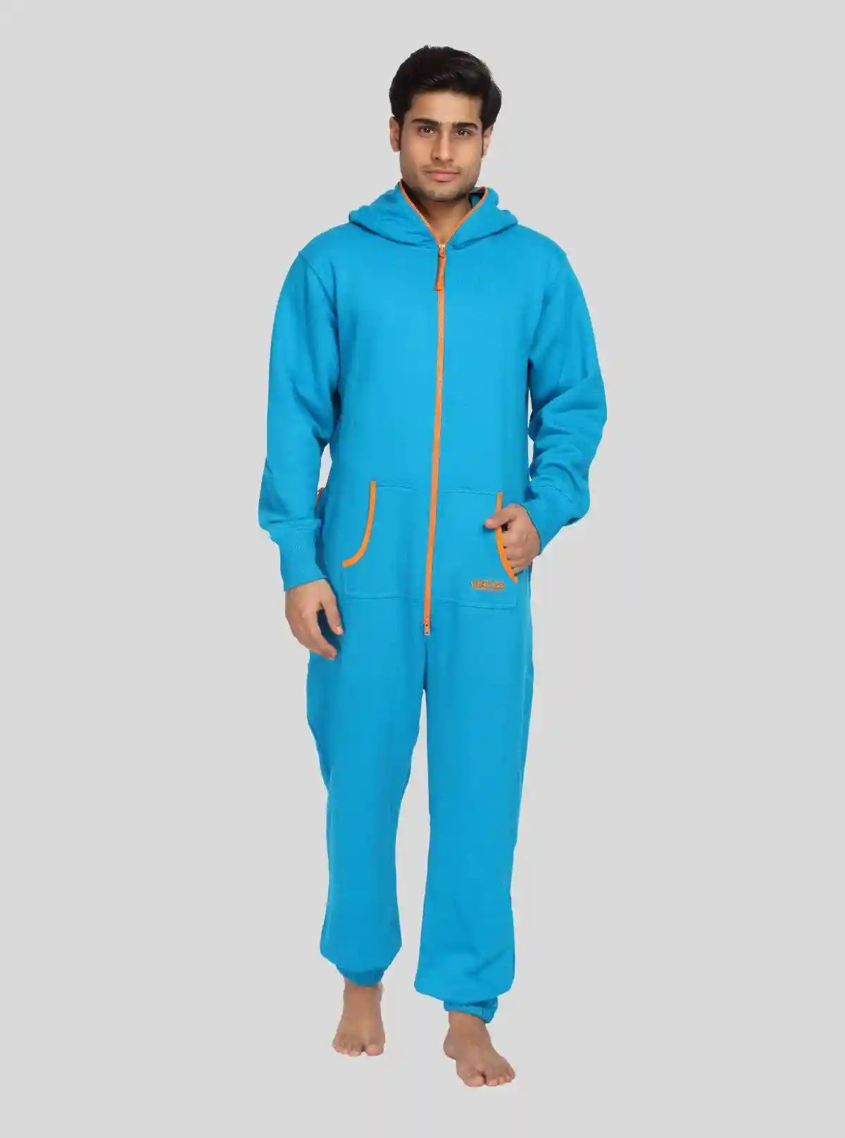 Men’s Blue Hooded Jumpsuit – Effortless Style with All-Day Comfort | Buy Online at  Boer and Fitch