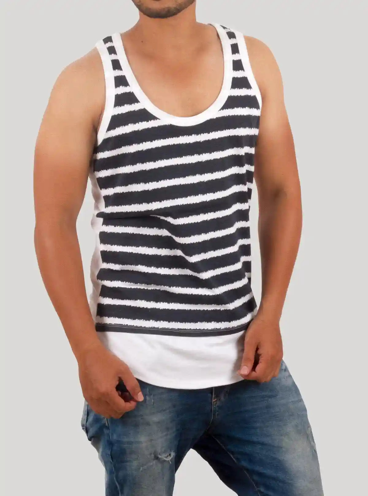 Men’s Blue Stripe Tank Top – Comfortable & Stylish | Boer & Fitch | Buy Online at  Boer and Fitch