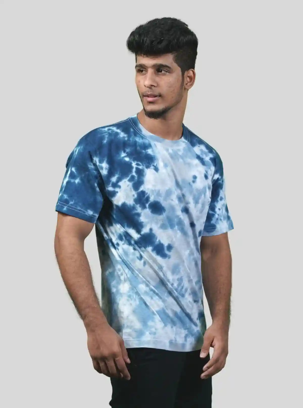 Men’s Blue Tie and Dye T-Shirt – Handcrafted Cotton Crew Neck Tee | Buy Online at  Boer and Fitch