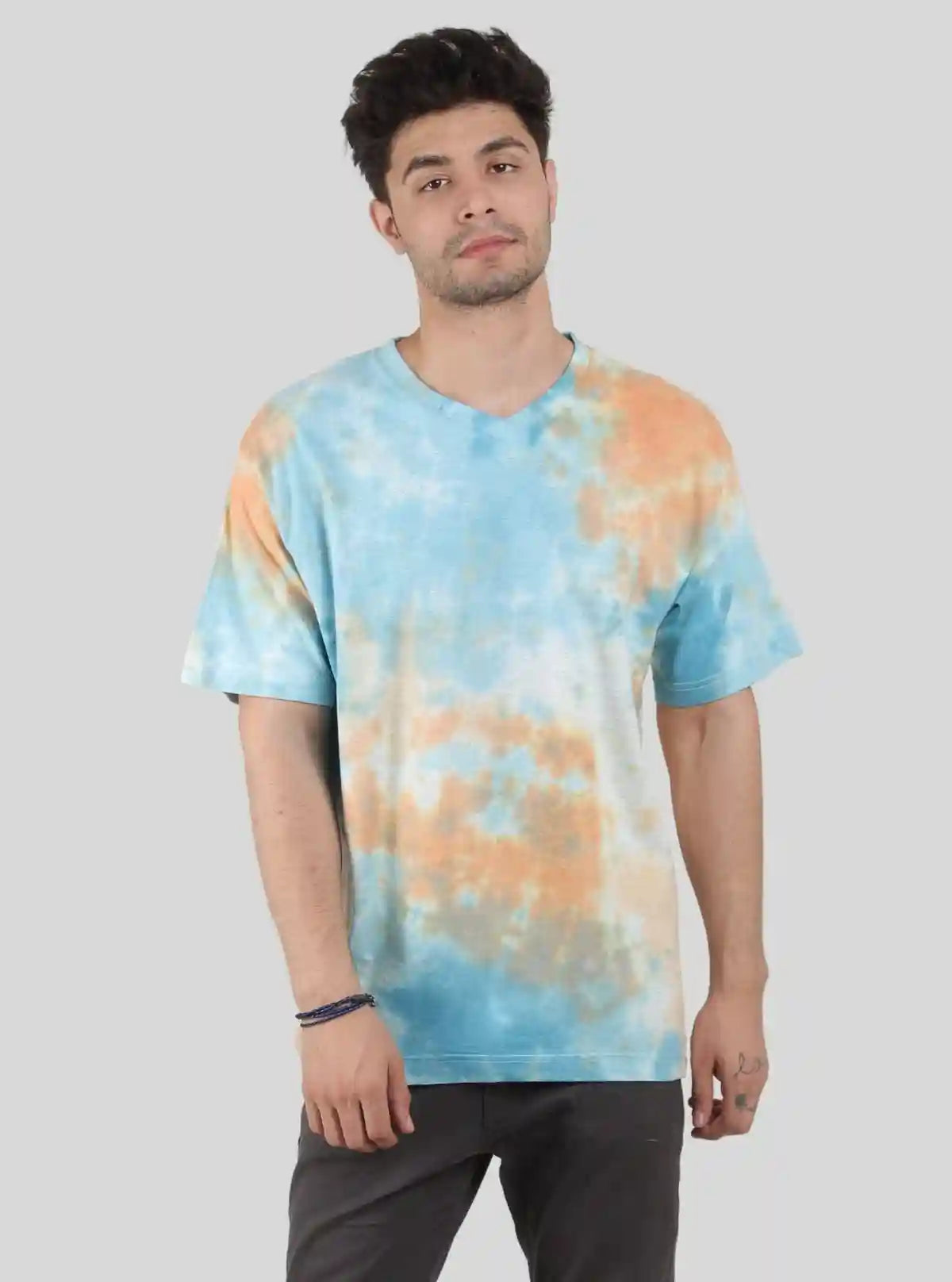 Men’s Blue and Saffron Tie and Dye T-Shirt – Bold, Vibrant Streetwear | Buy Online at  Boer and Fitch