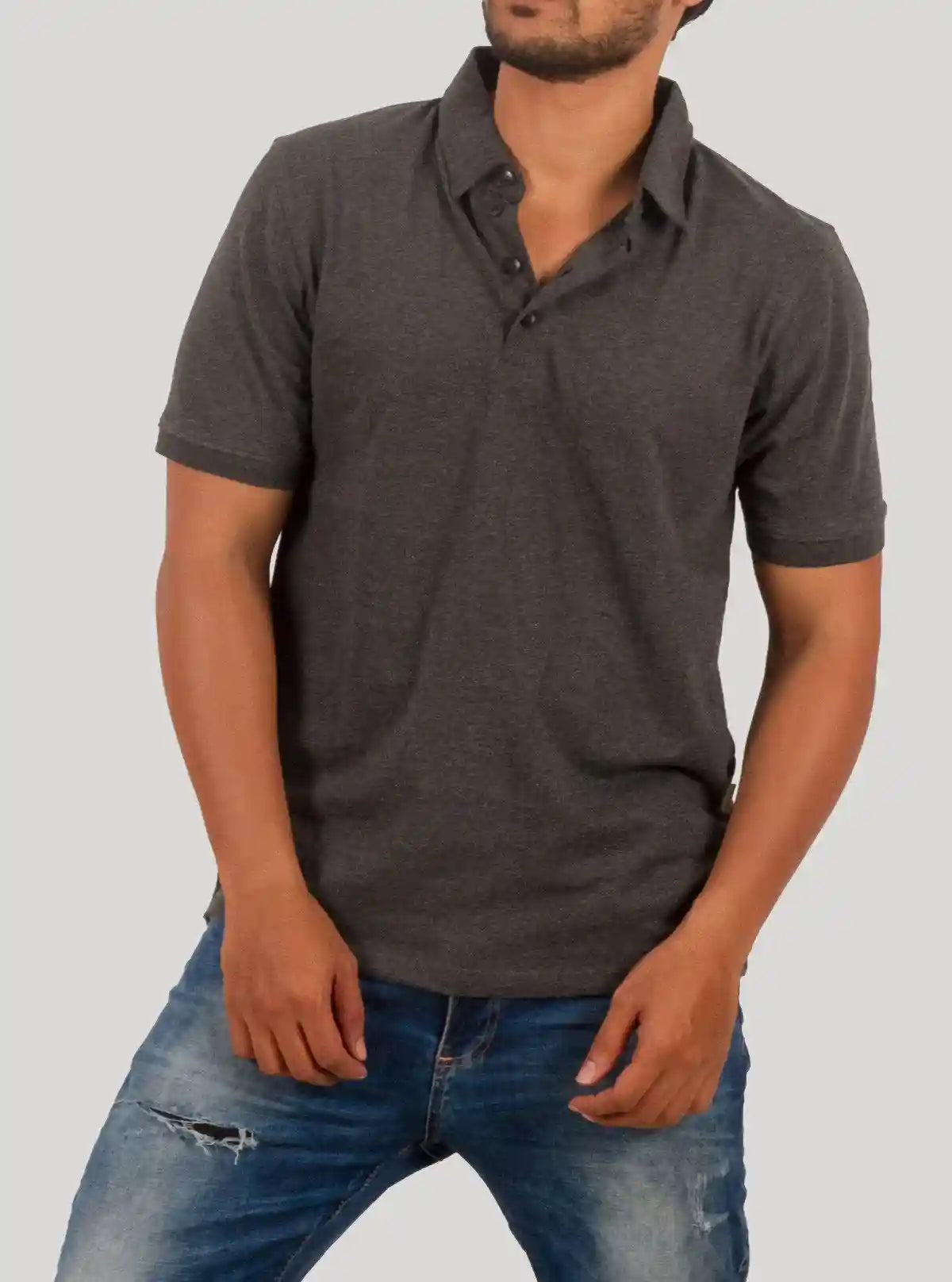 Men’s Dark Melange Polo T-Shirt – Stylish & Comfortable | Boer & Fitch | Buy Online at  Boer and Fitch